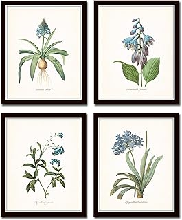 12 Bedroom Poster Wall Ideas That Feel Personal 11 Redoute Blue Botanical Print Set No.7 - Botanical Prints, Wall Art Print...
