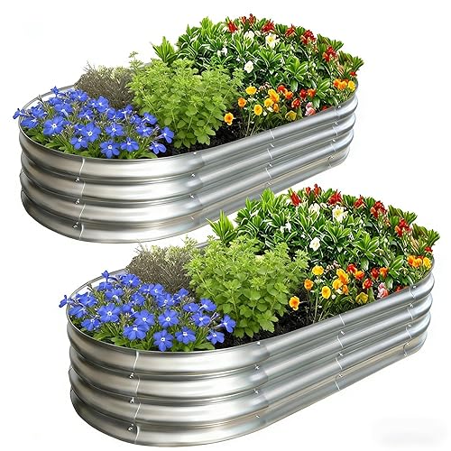Galvanized Raised Garden Bed Kit, 2-Pack 4x2x1 FT Planter Garden