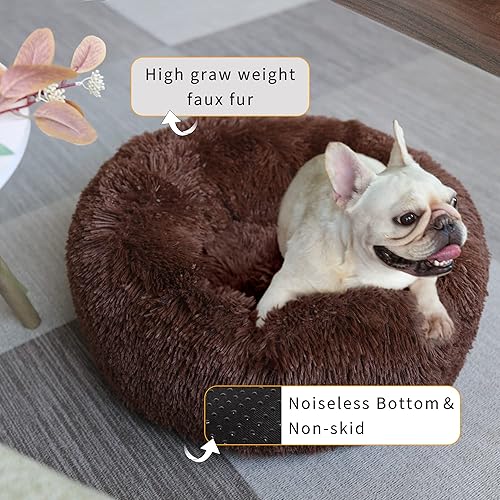 Miniatura 8 de nononfish - Cama para perros pequeños y cachorros, bonita cama mullida de color gris, 19 pulgadas, antiansiedad y lavable a máquina, para mascotas