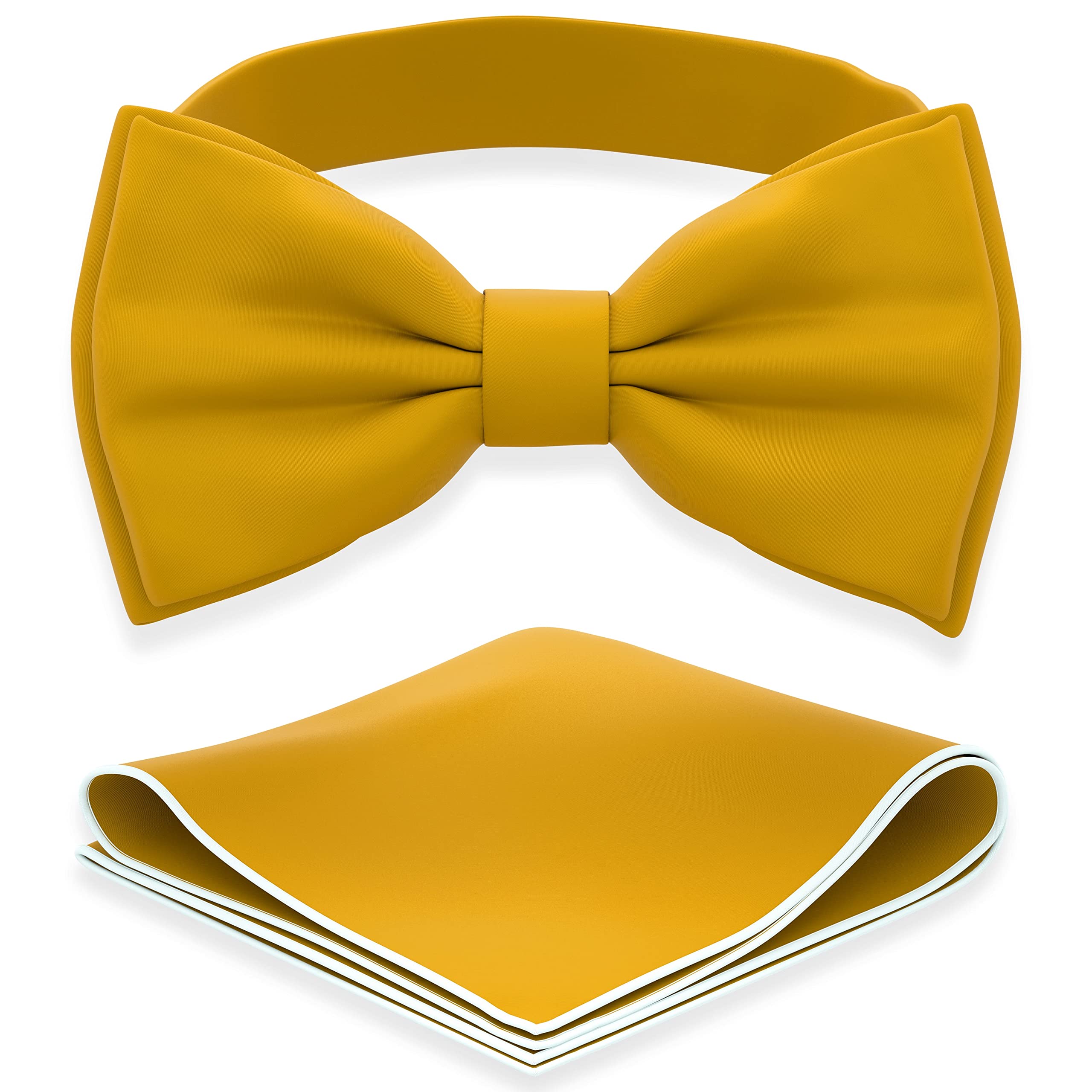 Adam Young Men's Bow Ties with Handkerchief Pre-Tied Style Formal Satin Classic Bowtie for Tuxedo Faux Silk