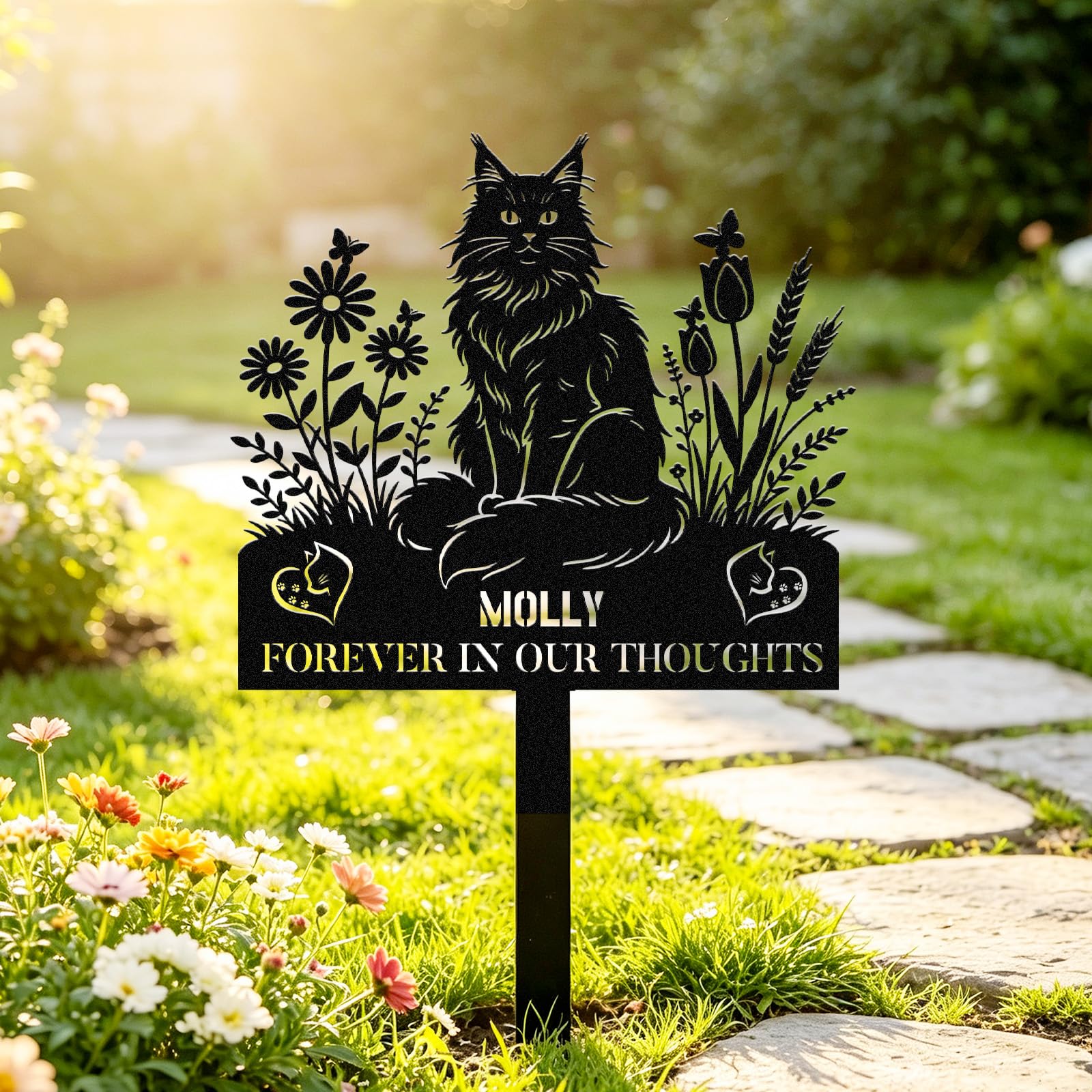 WBW Custom Pet Grave Marker Outdoor Personalised Memorial Plaque Stake，CatC