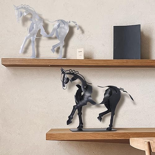 Miniatura 5 de Estatua de caballo hecha a mano, decoración rústica única para oficina y hogar, escultura de metal 100% pintada a mano, regalo perfecto para los