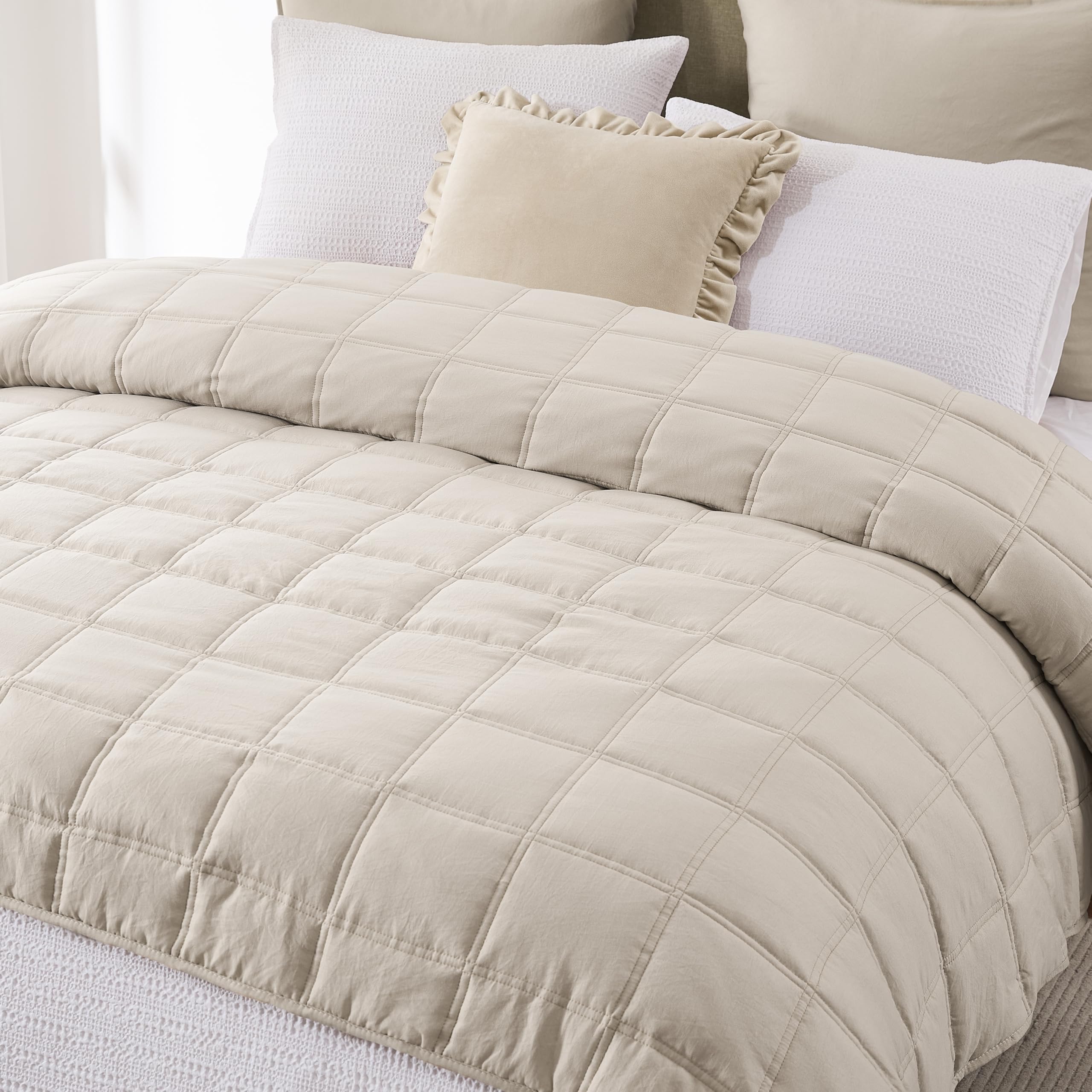 R.SHARE Copriletto Matrimoniale Estiva, Trapunta Matrimoniale Primaverile 300×270 cm Grano, Trapuntino Leggero Coperta Divano Letto Multiuso Mezza stagione, Microfibra Morbido Confortevole OEKO