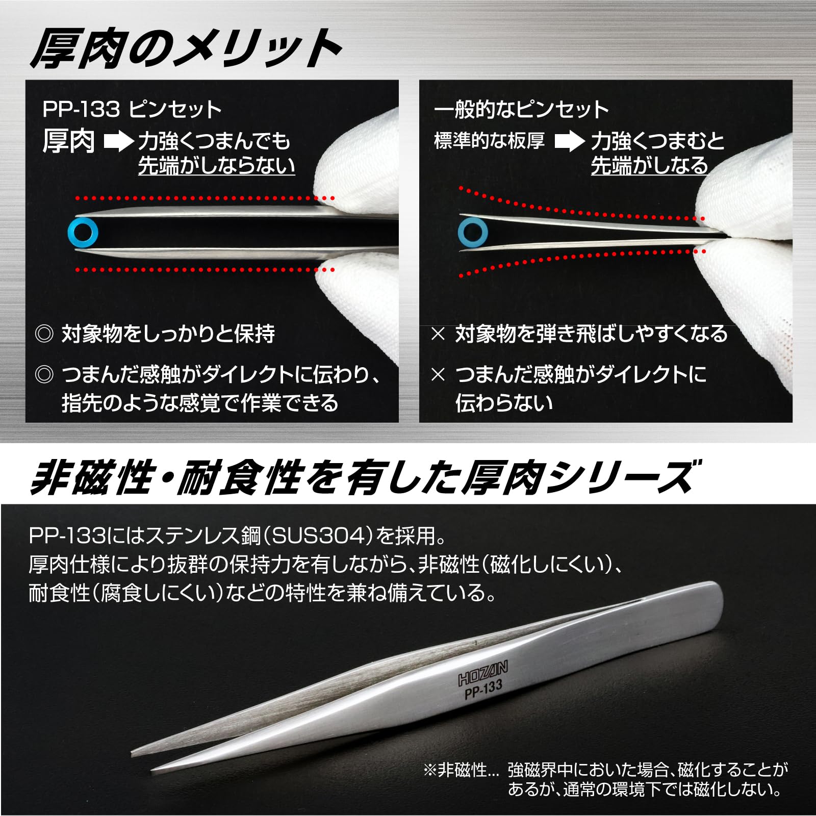 Amazon.co.jp: ホーザン(HOZAN) ピンセット 全長125mm 開き幅8mm