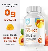Vista 4 de DR. MORITZ Gomitas de vitamina D3 (5000 UI) con K2, para adultos y niños, gomitas de vitamina D3 K2 para apoyo inmunológico y salud ósea, veganas