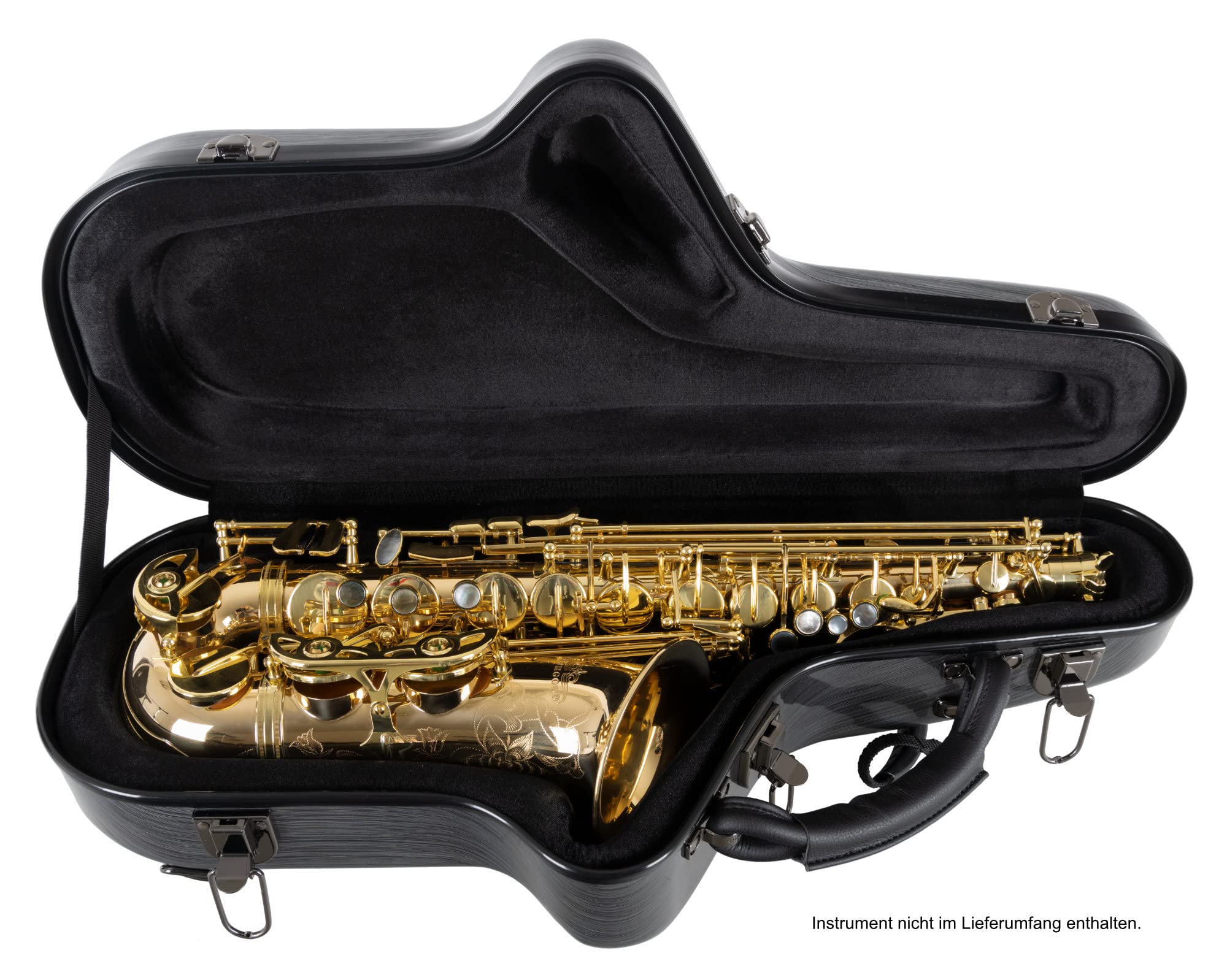 Custodia Deluxe Lechgold rigida per sassofono alto in Eb, imbottitura termica, spazio per S-Bow, bocchino e accessori, set zaino, design carbonio.