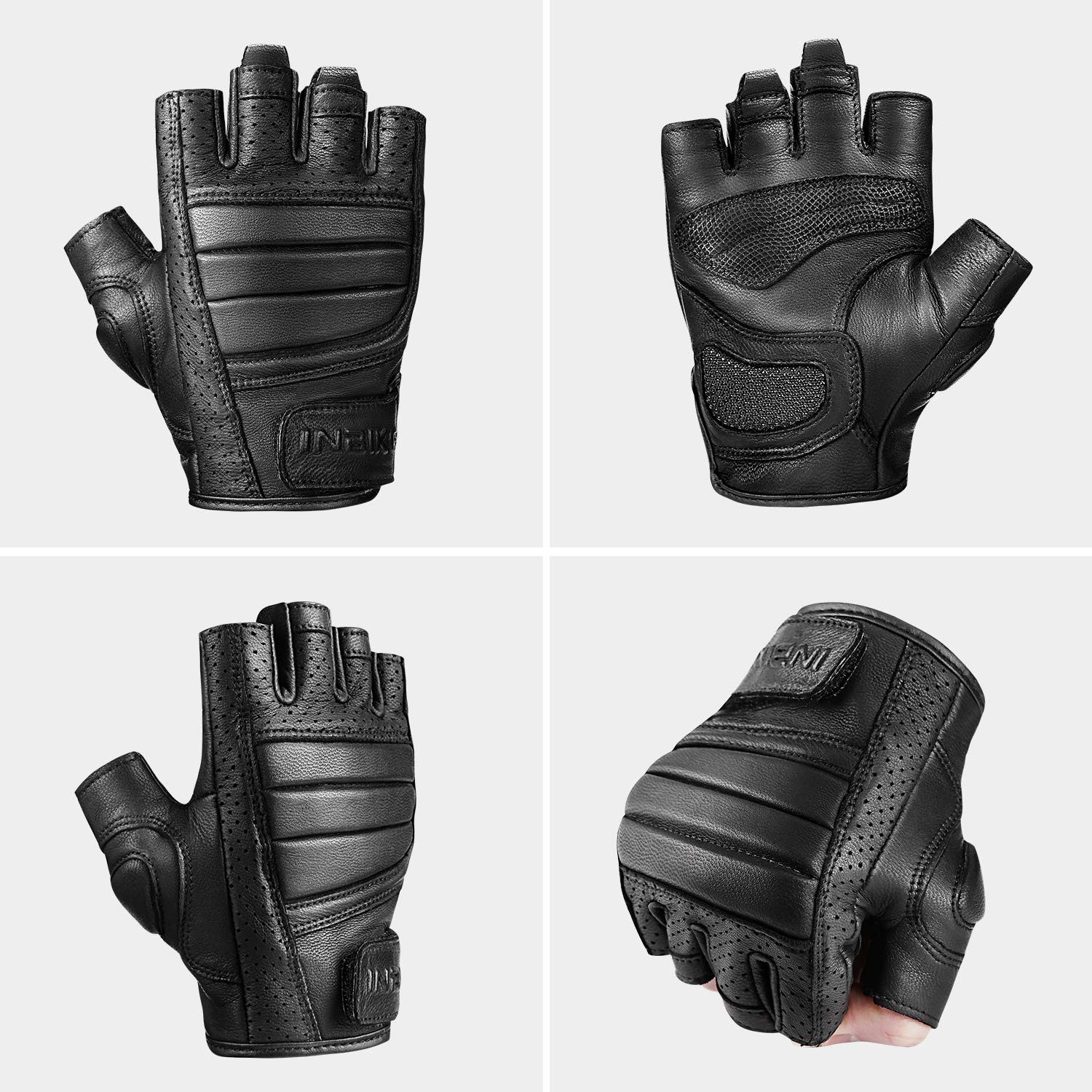 INBIKE Guanti da Ciclismo Estivi Guanti Pelle di Capra Mezze Dita Traspirante Antiscivolo per Tattici Militari Escursionismo Arrampicata Unisex