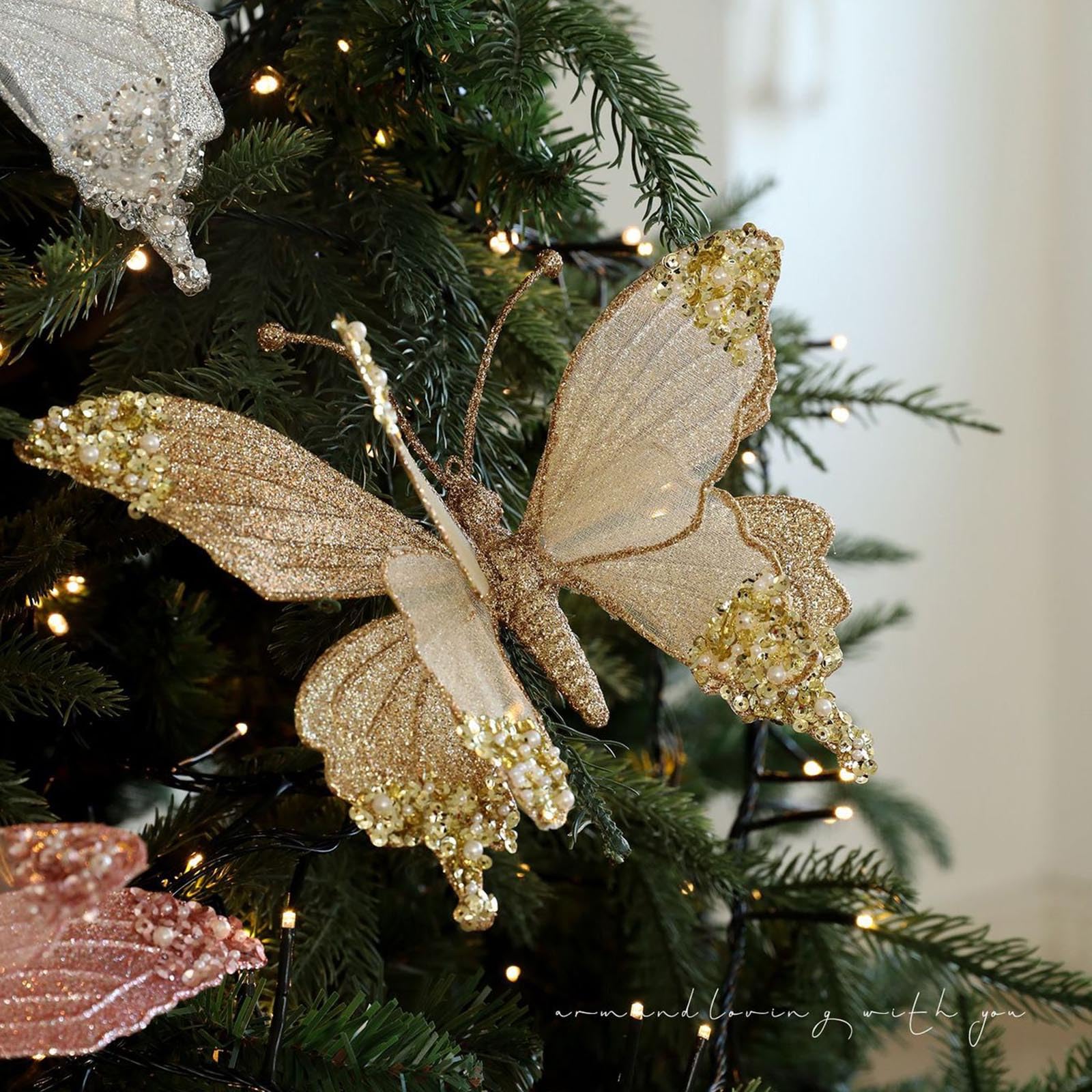 Decorazioni natalizie da appendere facili da usare, 5 pezzi, a forma di farfalla, libellule, ornamento per case, decorazioni per feste di vacanza, decorazioni da appendere