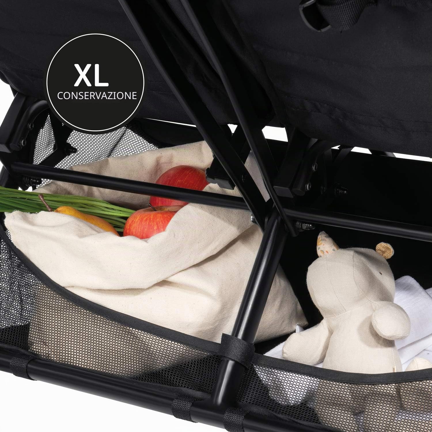 hauck Passeggino Doppio Swift X Duo - Passeggino Gemellare Leggero e Pieghevole con Una Mano, Reclinabile dalla Nascita - Per 2 Bimbi fino a 15 kg ciascuno, Cesto Fino a 3 kg Ciascuno - Nero