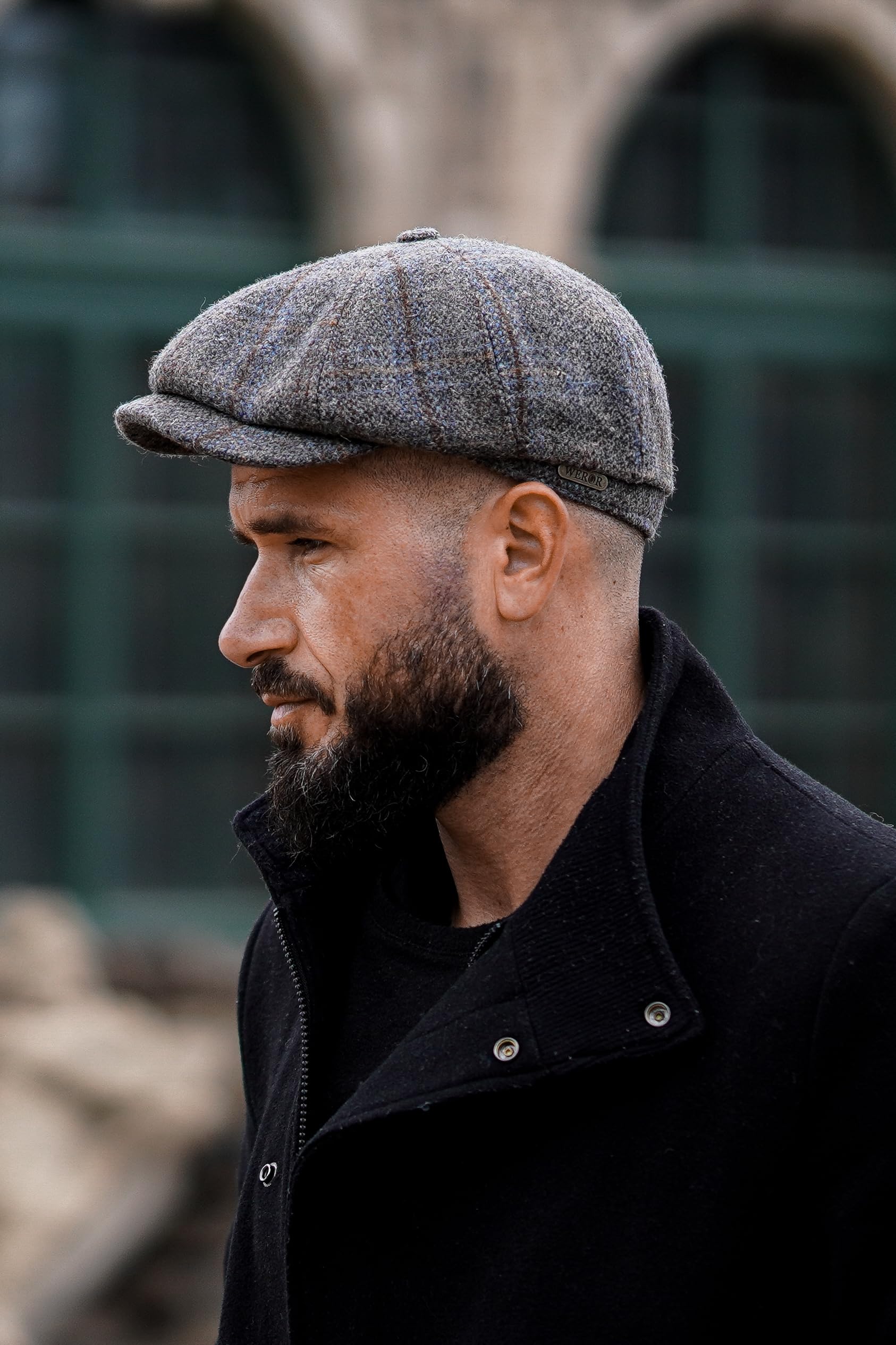 Schiebermütze Herren – Schirmmütze Flatcap Herrenmütze mit Schirm – Mütze mit Steppfutter - 100% Wolle – WEROR-433.1