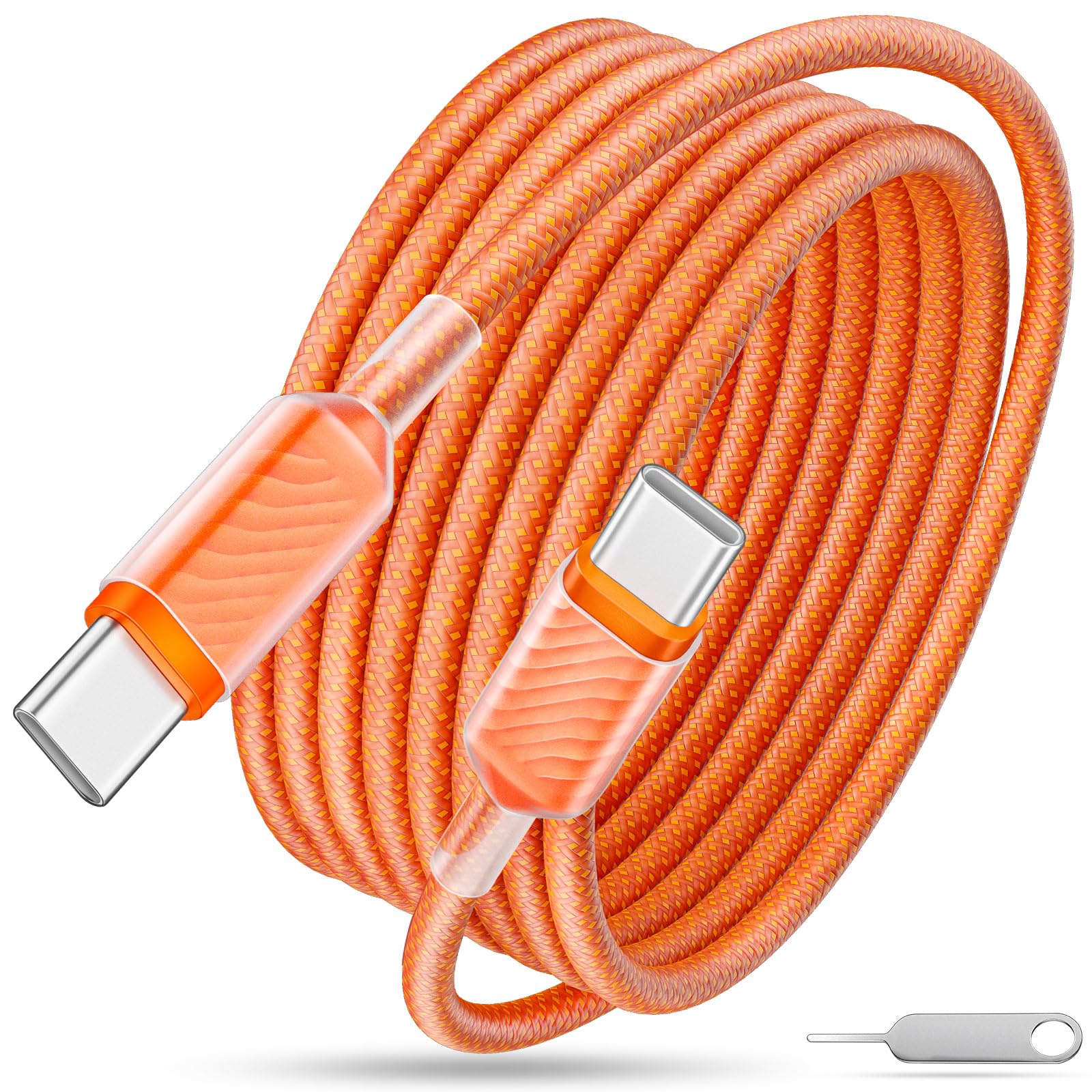 Cable USB C de carga rápida de 6.6 pies, 60 W, 45 W, 40 W, 30 W, 25 W, 3 A, cable USB-C a USBC, cable de carga PD trenzado de nailon para iPhone 17 Pro Max 16 Plus 16e 15 Galaxy S25 FE S24 S23 A17