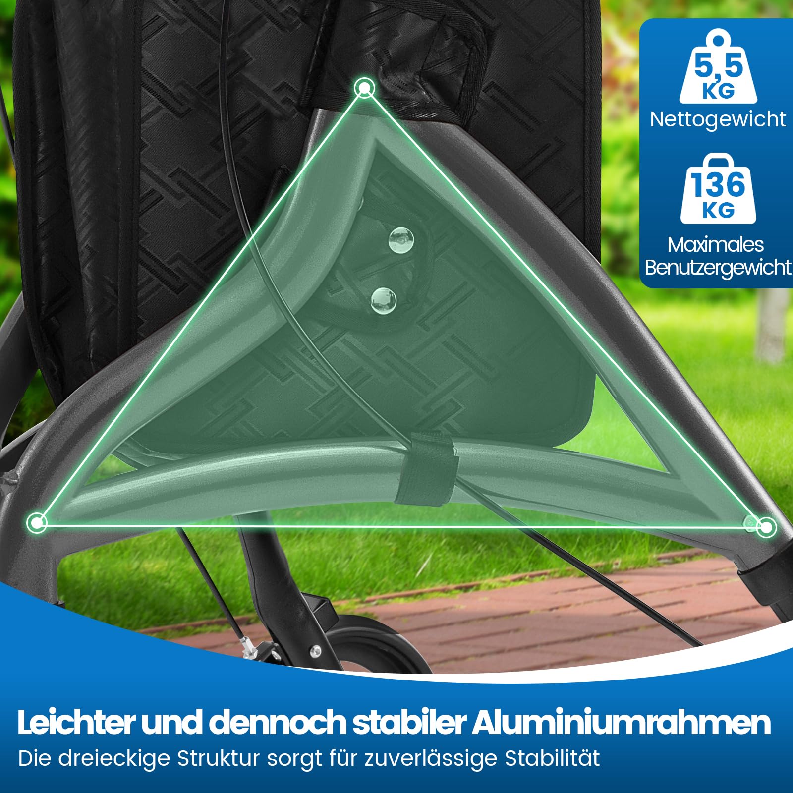 COSTWAY Rollator schmal für Wohnung, Dreirad, faltbar und leicht, Gehhilfe 6-fach höhenverstellbar, Gehwagen mit Tasche & Bremse, Aluminiumrahmen, klappbar für Senioren & Erwachsene (Grau)