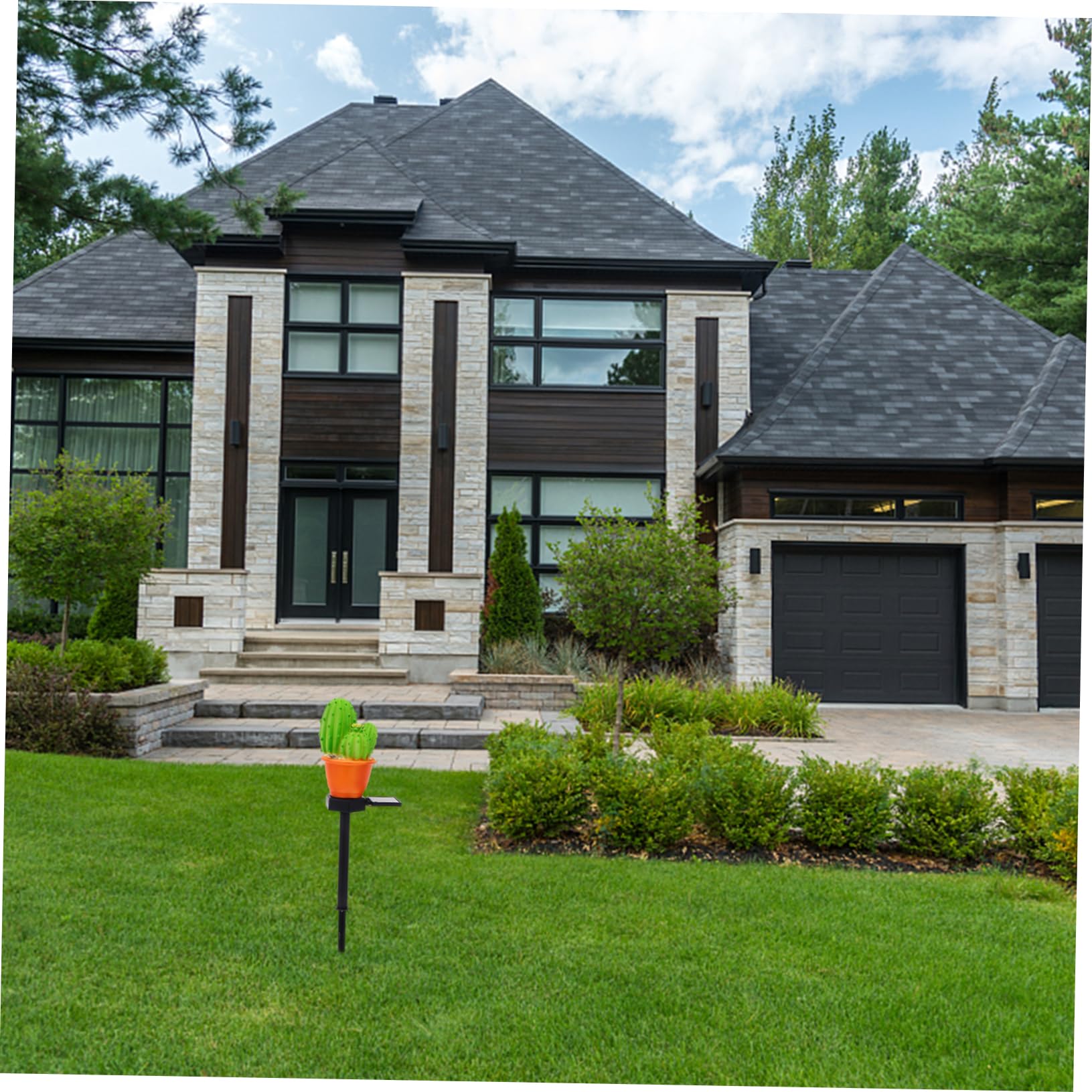 GALPADA Lar Lamp Post Light Garden Solar Lights Plastic Cactus Ground Lamp Waterproof Easy to Use