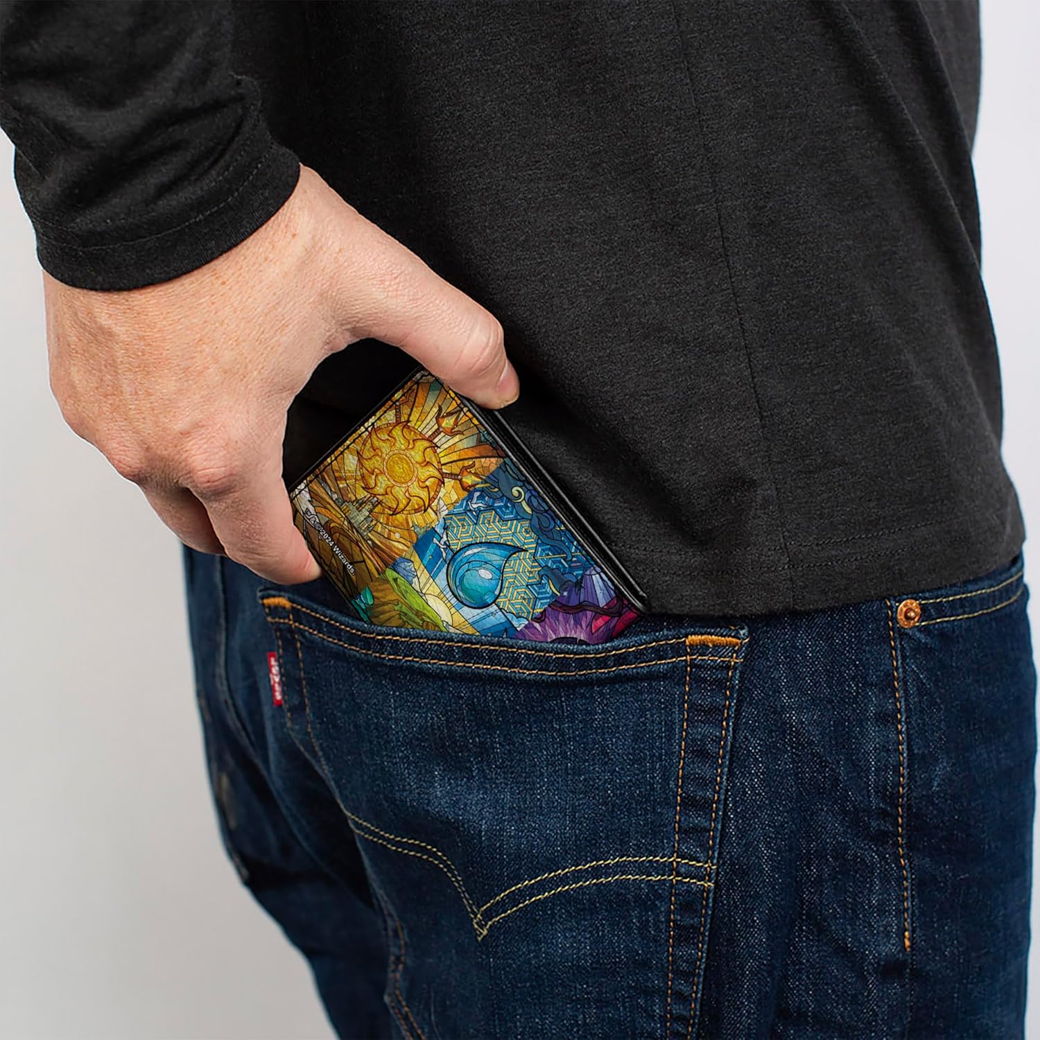 Buckle-Down Magic the Gathering Wallet, Bifold, Magic the Gathering Stained Glass Mana Symbols Multi Color, Vegan Leather
