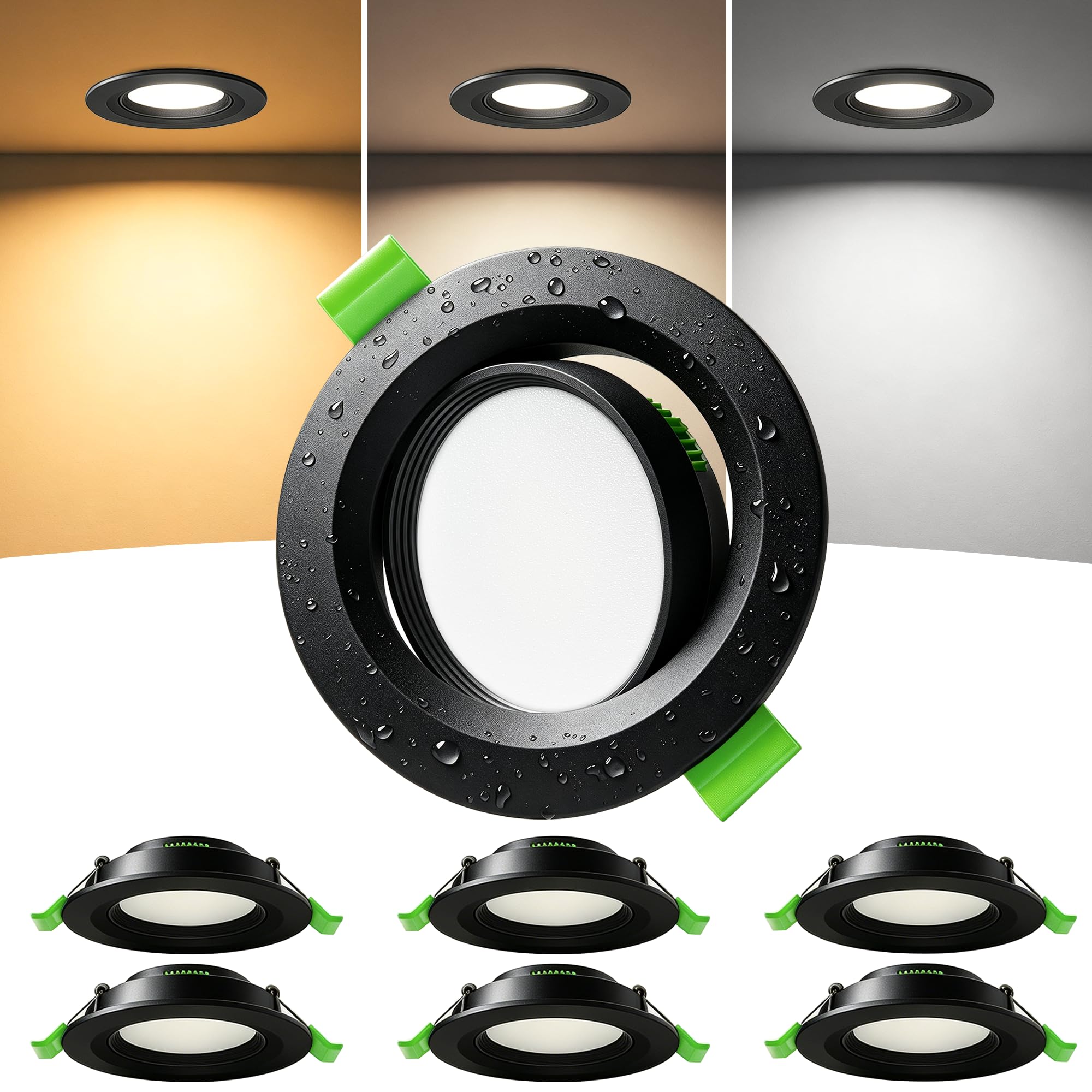 Laiebri LED Einbaustrahler 230V, 45° Schwenkbar LED Spot IP44