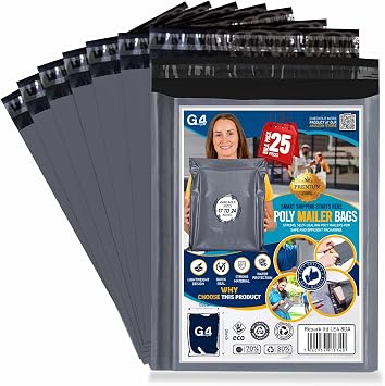 G4GADGET 25 Pack Large Grey Mailing Bags 17x24 [432mm x 610mm]   Strong Postage Bags for Clothes, Vinted Shipping, Parcel Packaging, Delivery, Mailing & Posting