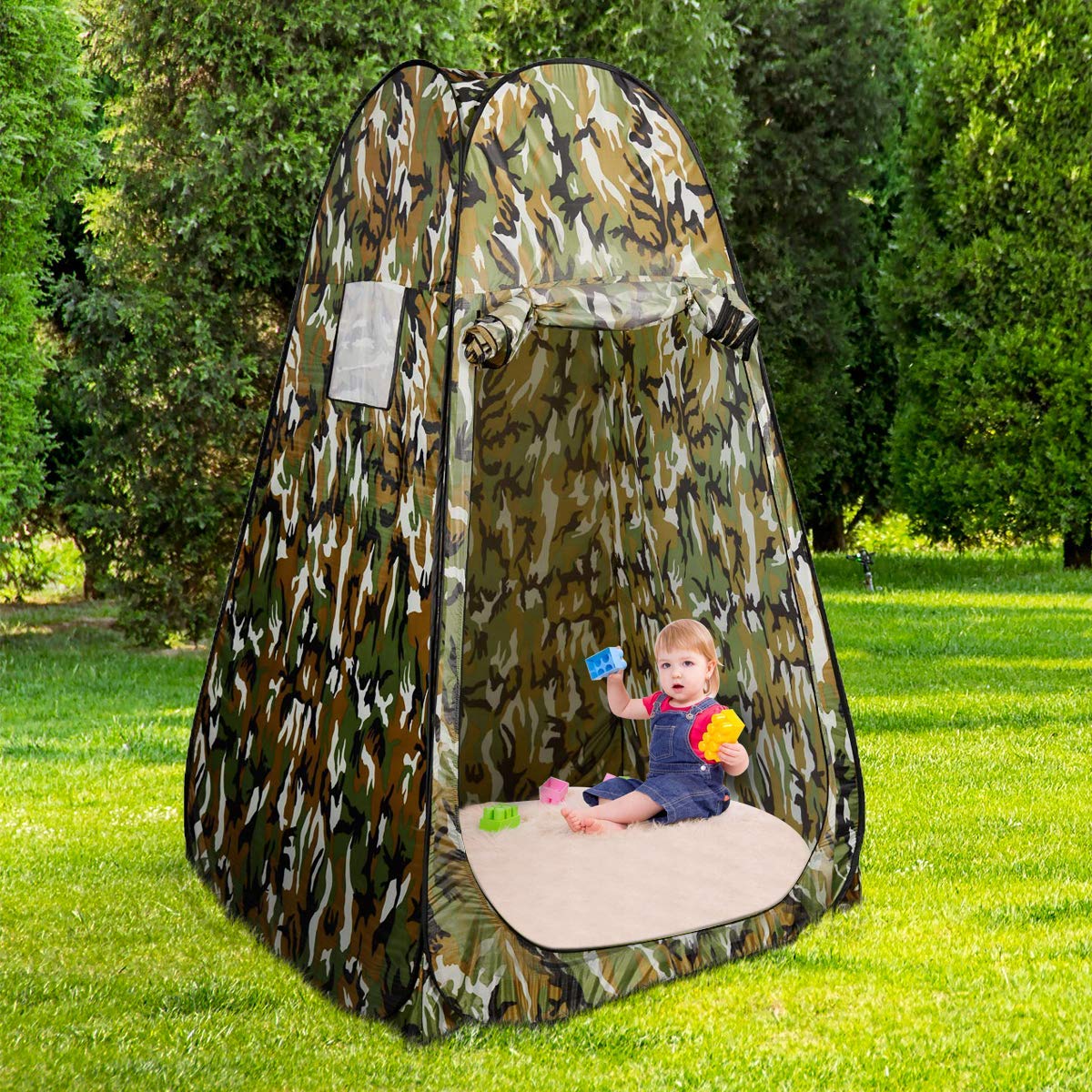 COSTWAY Tente de Douche Pop Up Instantanée avec Structure Spacieuse | Cabine de Camping Portable, Toilette et Vestiaire Pièce Unique 120 x 120 x 190 cm