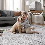 Rugs de zone pour tapis de salon 5x7 Vieilles Rugs pour chambres Machine Lavable Rug pour salle à manger Nusery Floral Détresse Gris Rug
