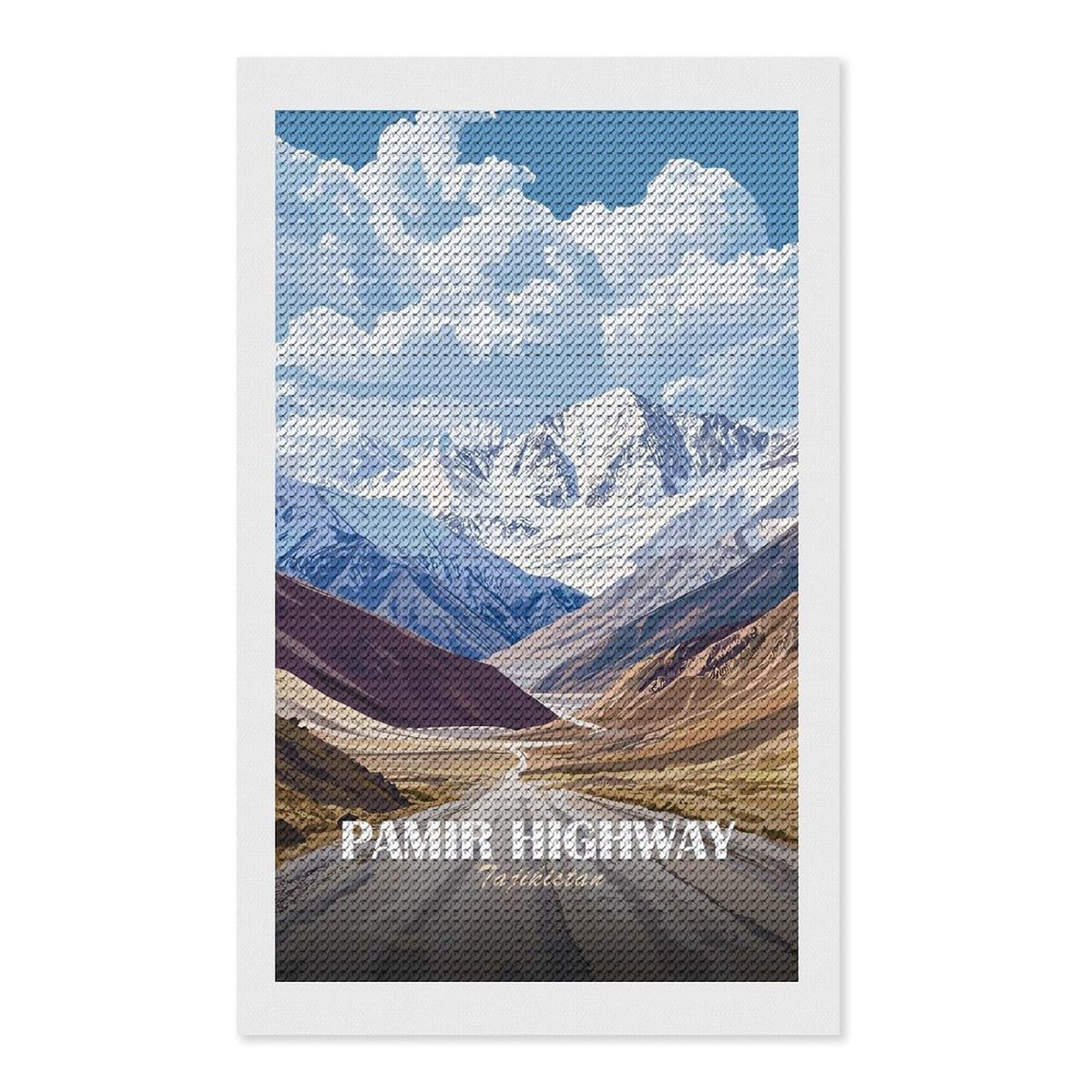 Junmoney Pamir Highway, Tajikistan Landscape Art Diamond Art Kit 12"x20", Gift Idea, for Family Craft Time, Mindful Craft Activity, Boho Decor, Relaxing DIY Hobby