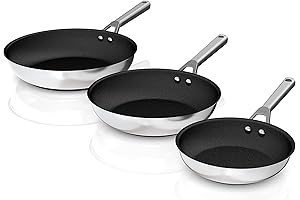 Foodi NeverStick Premium Stainless Steel 3-Piece Fry Pan Set