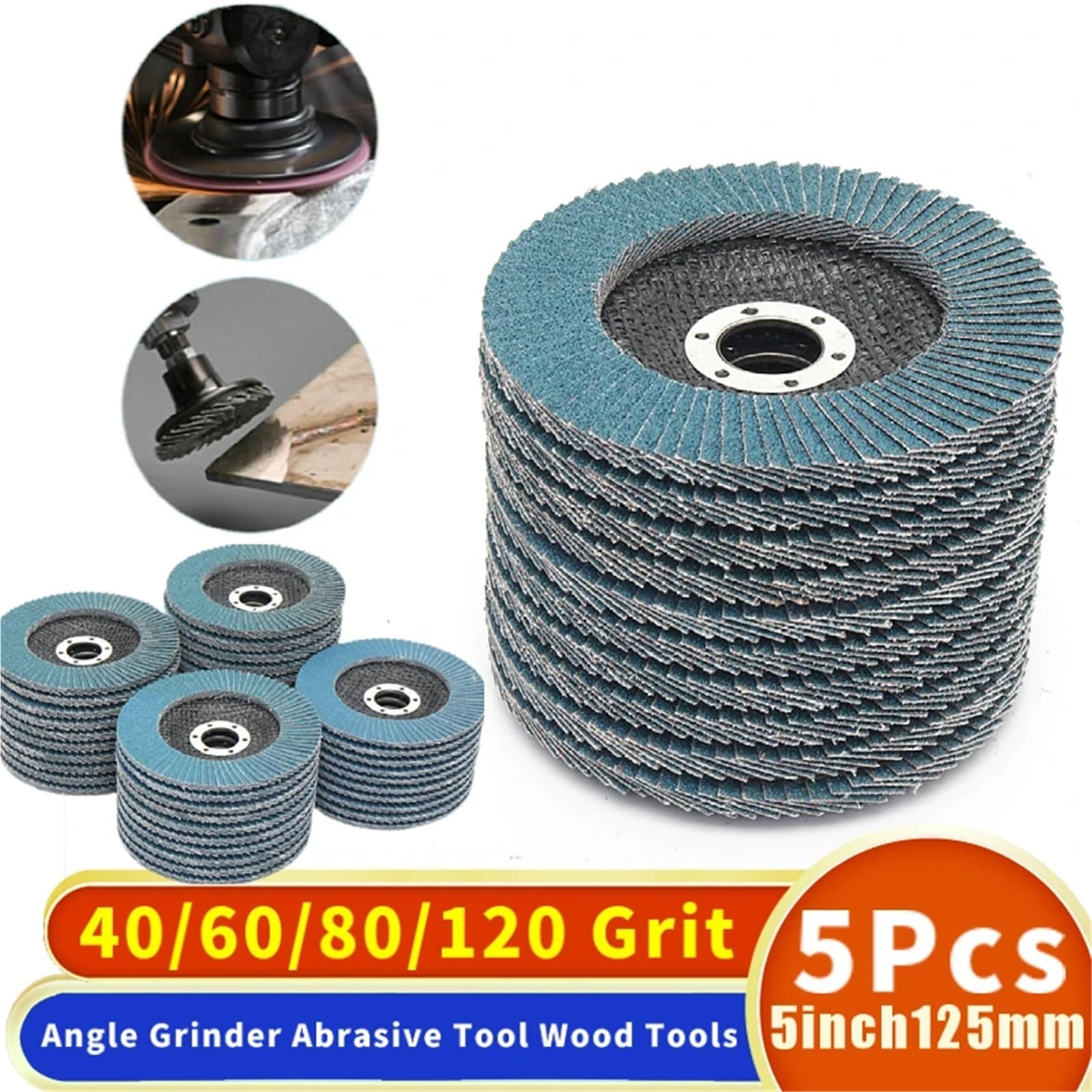 schleifscheiben winkelschleifer 125 mm 5 Zoll Winkelschleifer Schleifscheibe Metall Kunststoff Holz Schleifwerkzeug 40/60/80/120 Körnung Schleifscheiben Klappe