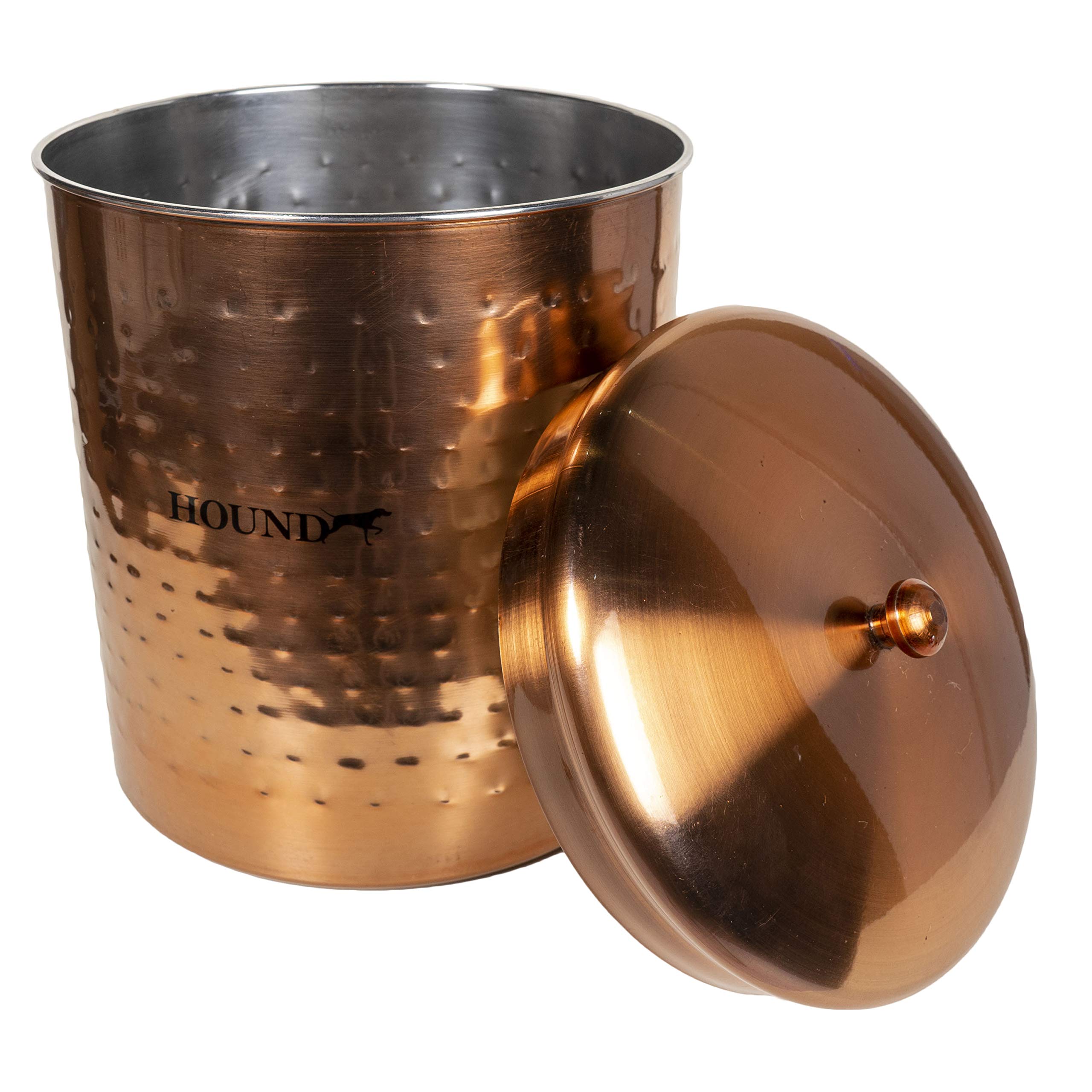 Hound Stainless Steel Pet Treat Jar Hammered Antique Copper Treat Cannister, XL, 600 g - Image 2