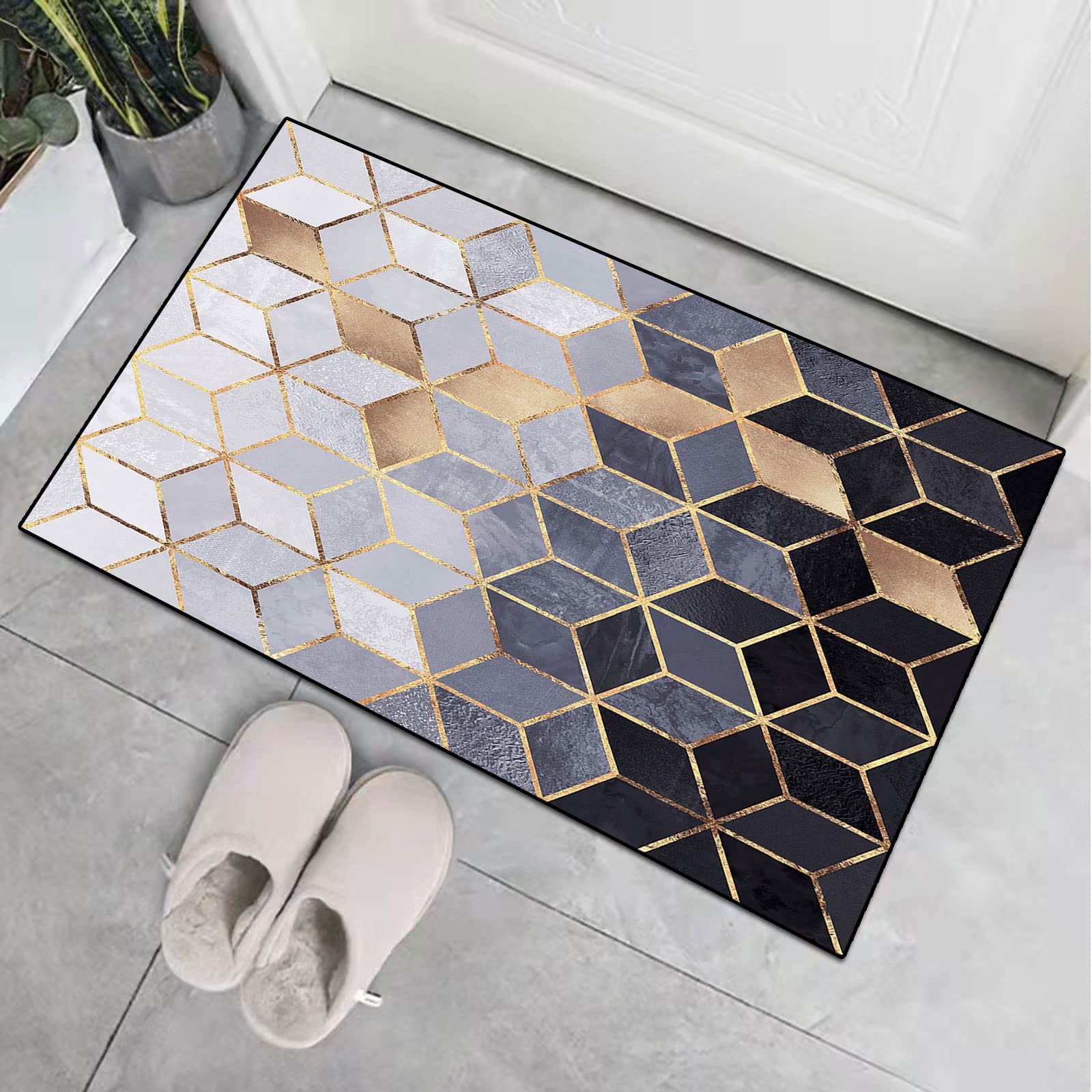 Teppichläufer Modern Küchenläufer Niederflor Flurläufer,Bunter Modern Geometrisch rutschfest Waschbar,für Korridor,Schlafzimmer,Innen Wohnzimmer,Küche - Anpassbar