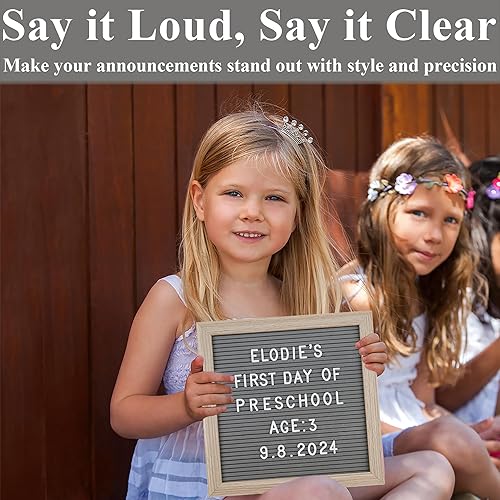 Miniatura 7 de C Crystal Lemon - Tablero de fieltro para letras, 10 x 10 pulgadas, tablero de madera para mensajes intercambiables, marco de madera, montaje en Gris