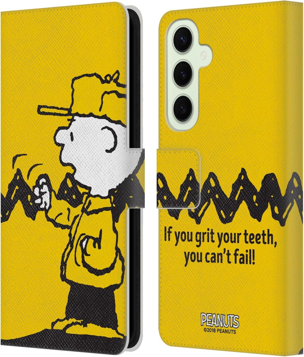 Head Case Designs Officially Licensed Peanuts You Can't Fail Charlie Brown Leather Wallet Case Compatible with Samsung Galaxy S25+