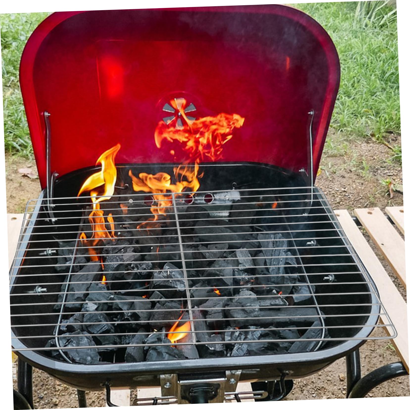Graticola per Barbecue in Acciaio Inox, Vacanze Estive Oktoberfest Party | Rete da Cottura per Famiglia e Campeggio, Argento, Pulizia Facile e Calore Duraturo