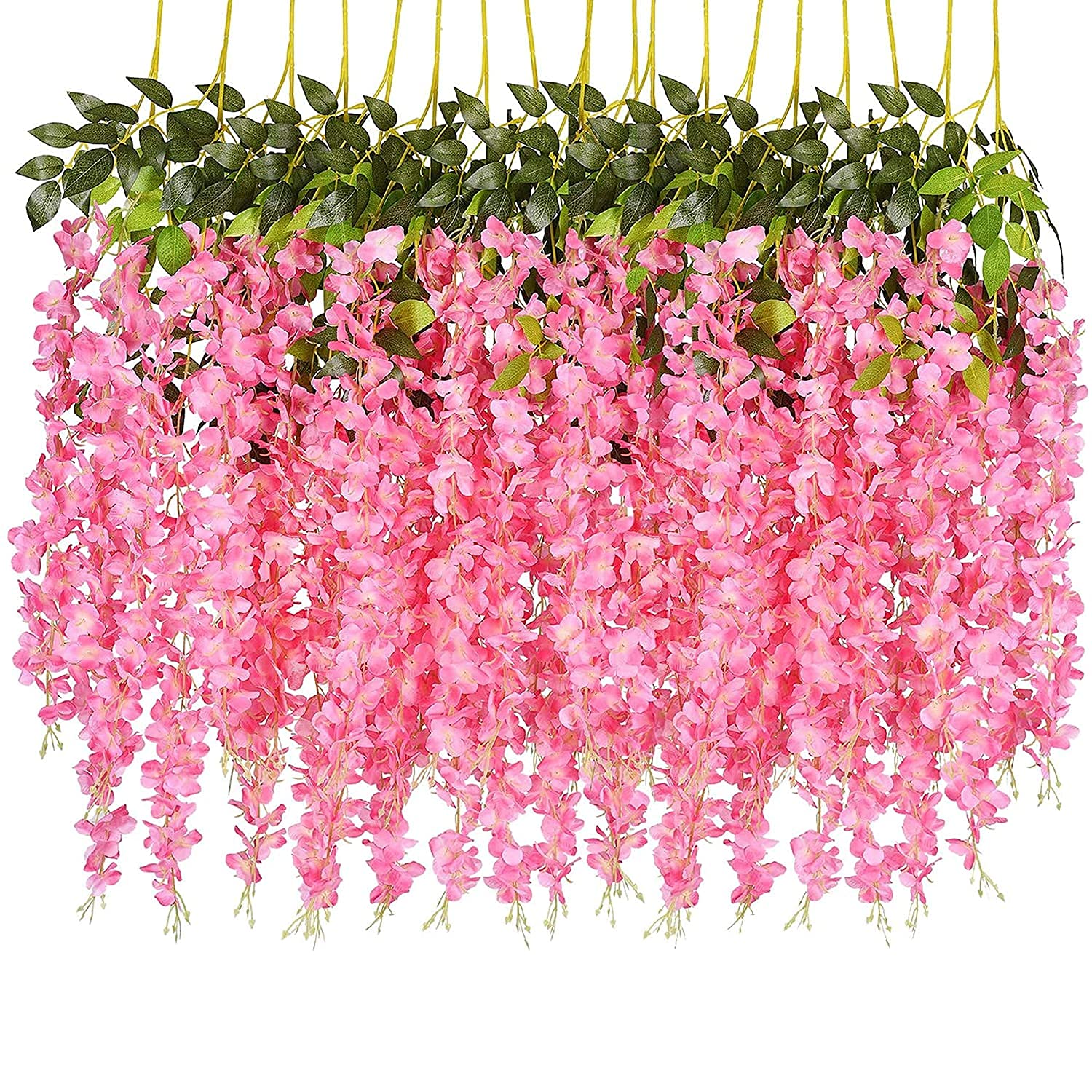 AJSN Artificial Flower for Home Decoration Plants Plastic Flowers Decor Items Decorative Flowers Hanging Bunch Creepers Garlands Leaves for Vase Wedding Room (Pink 6 Pieces) (Pink) (B09JGJP5JG) Amazon Price History, Amazon Price Tracker