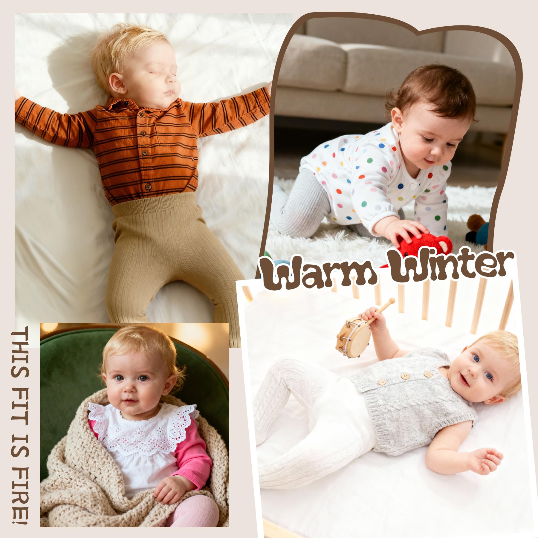 Zando 3Pack Newborn Baby Girls Tights Infant Cable Knit Winter Cotton Warm Footed Tights Leggings Stockings Pantyhose 0-4T