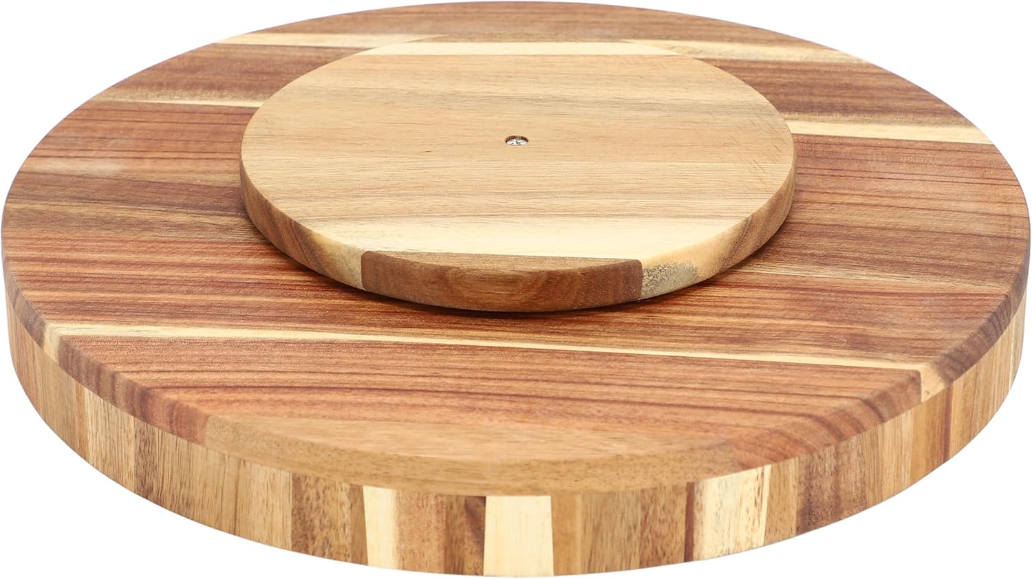 Elama 13 Inch Acacia Wood Lazy Susan Tray, Decorative Serveware, Tabletop Serving Piece (13 Inch Lazy Susan)