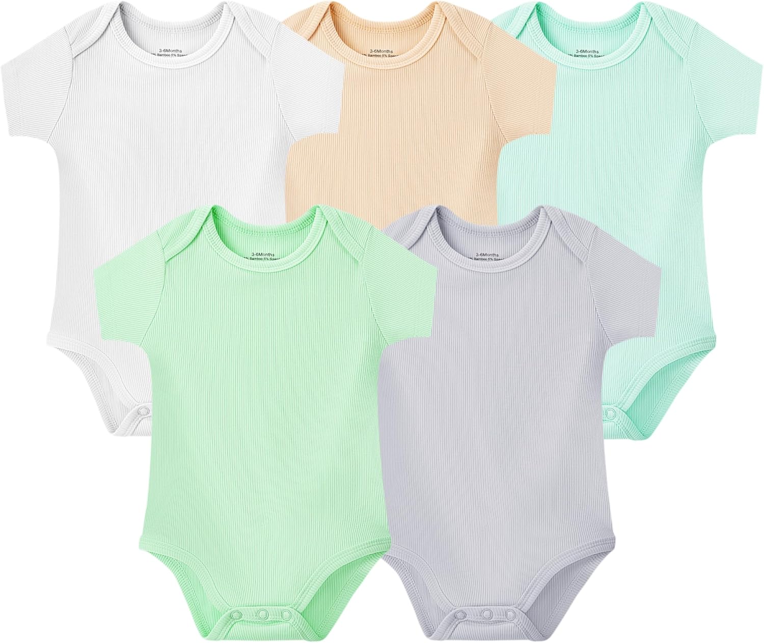 NMK 5-Pack Baby Rayon From Bamboo Bodysuit Boy Girl Clothes Soft Newborn Infant Outfit Short Sleeve Romper