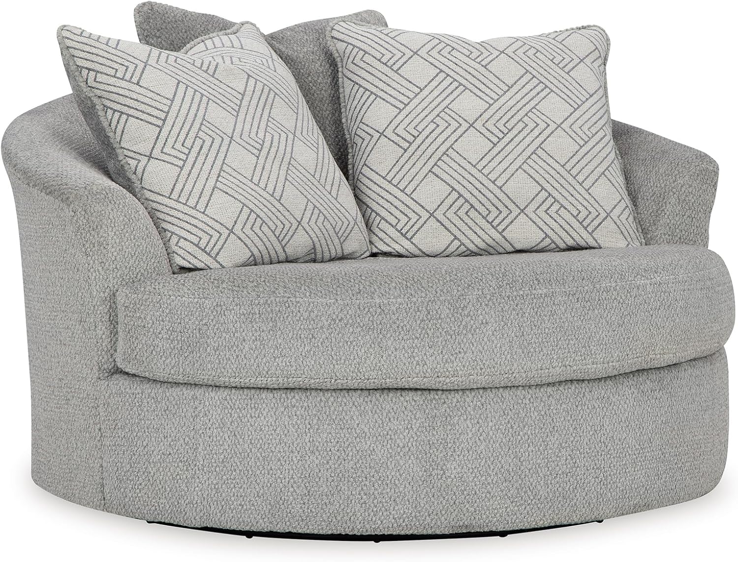 Signature Design by Ashley Casselbury Contemporary Upholstered Oversized Swivel Accent Chair with 3 Throw Pillows, Light Gray