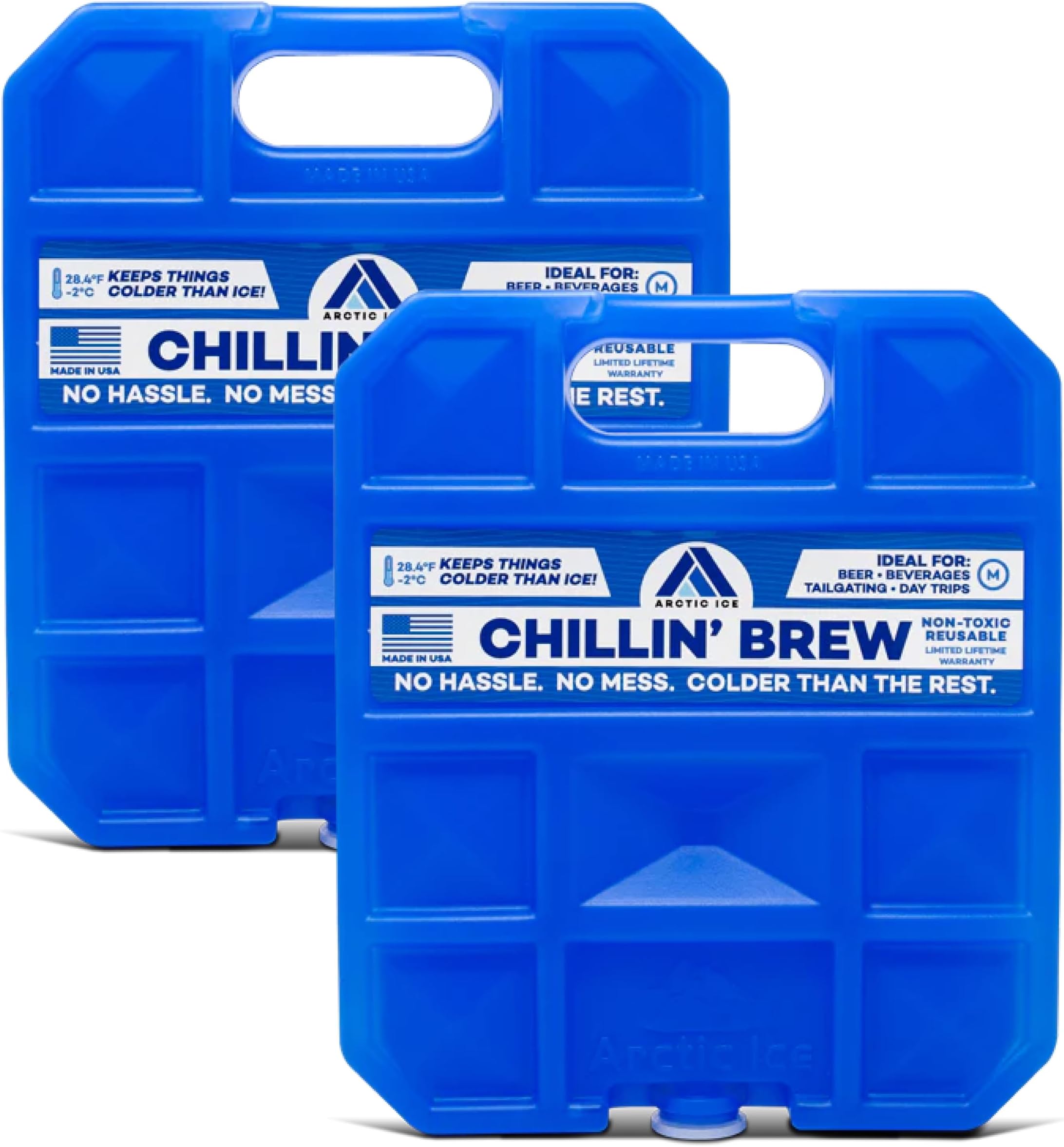 Chillin' Brew Series Long Lasting Reusable Ice Pack - Freezes at 28° Fahrenheit - Designed to Keep Beverages Colder Than Ice