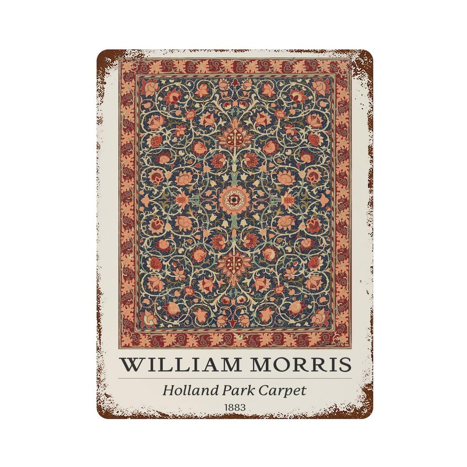 Rustic Tin Plaque William Morris Holland Park Carpet 1883 15.7"x11.8", Retro Wall Decor for Shed, Workshop And Garage Wall Decor