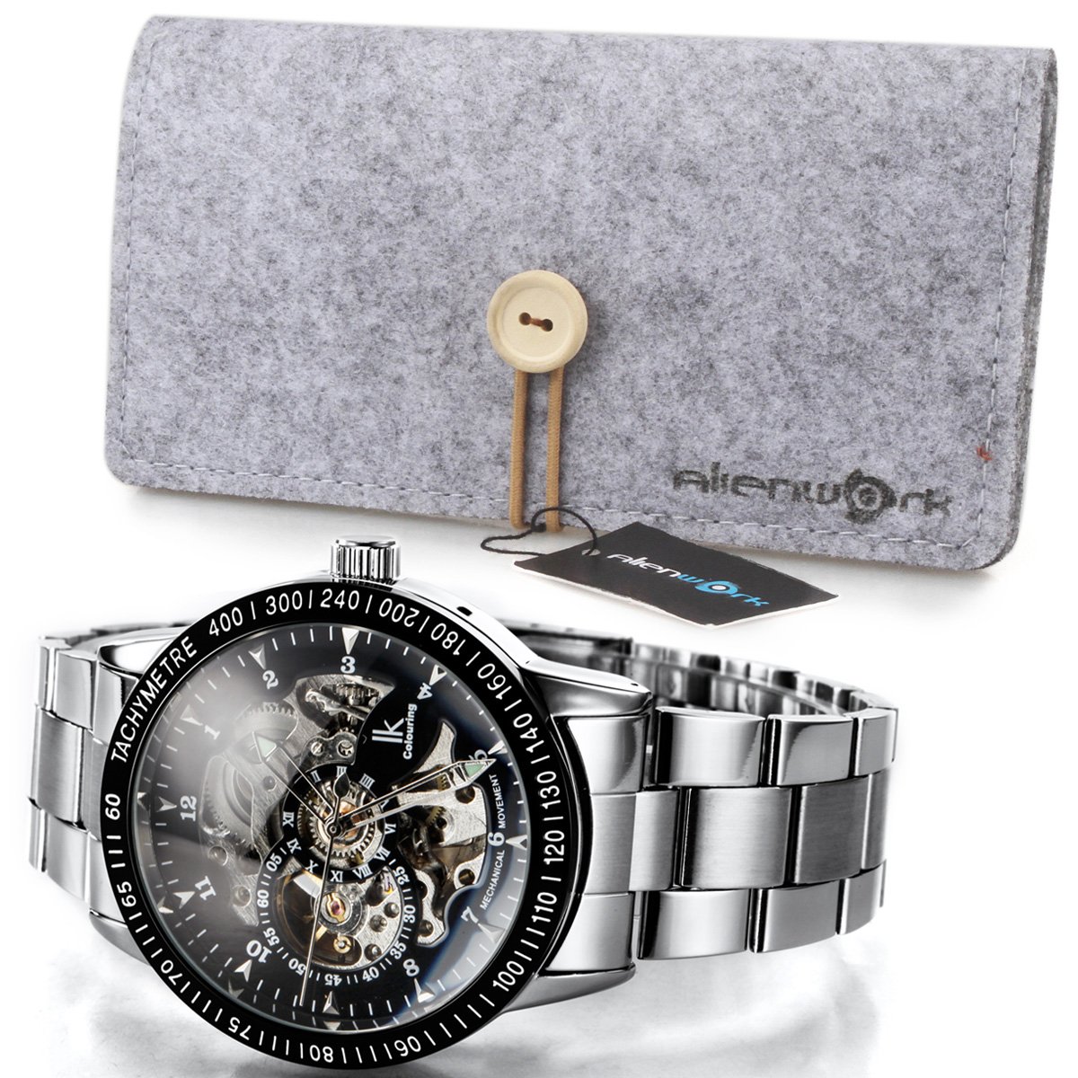 Alienwork IK Automatikuhr Armbanduhr Herren Damen Skelett Glasboden