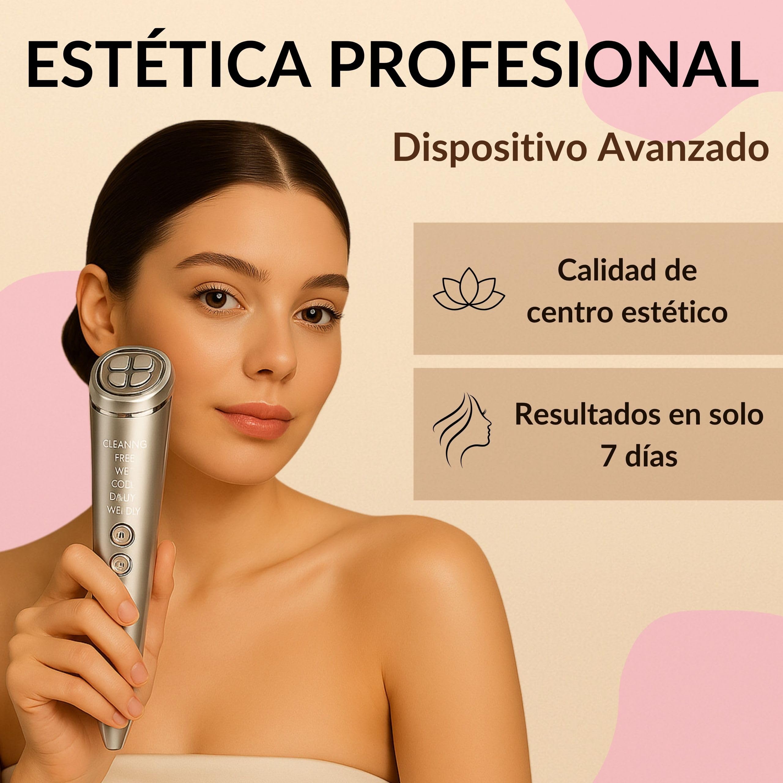Radiofrecuencia Facial 6 en 1 - Alta Frecuencia Luz Roja LED y Limpieza Facial - Aparato Antiarrugas - 3 Luces LED Naranja Azul y Roja - 6 Modos Diferentes - Especial Ojos Cara y Cuello
