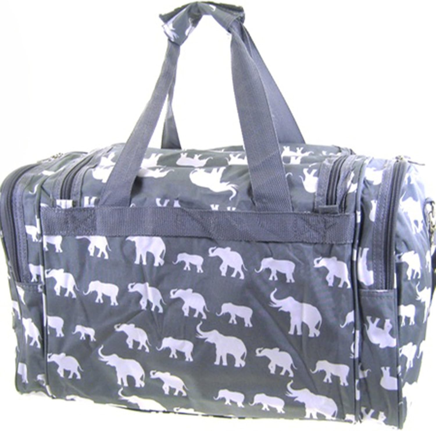 22 Inch Elephant Print Duffel Bag Travel Luggage Gray Duffle