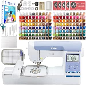 Brother PE900 5" x 7" Embroidery Machine with 160 Embroidery Thread Spools and Accessories