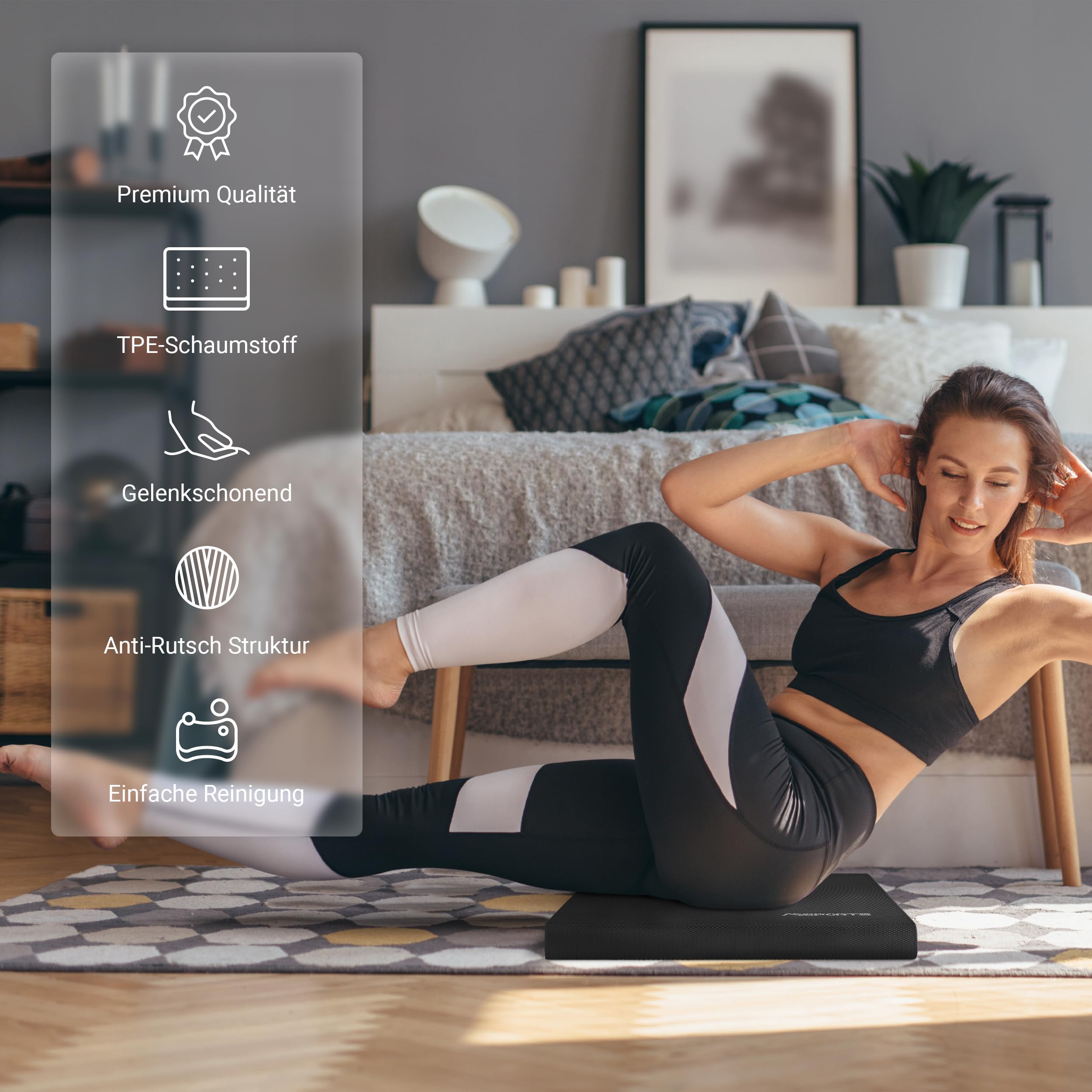 Balance Pad – Premium – w zestawie plakat z ćwiczeniami równowagi – trening równowagi i koordynacji (czarny)