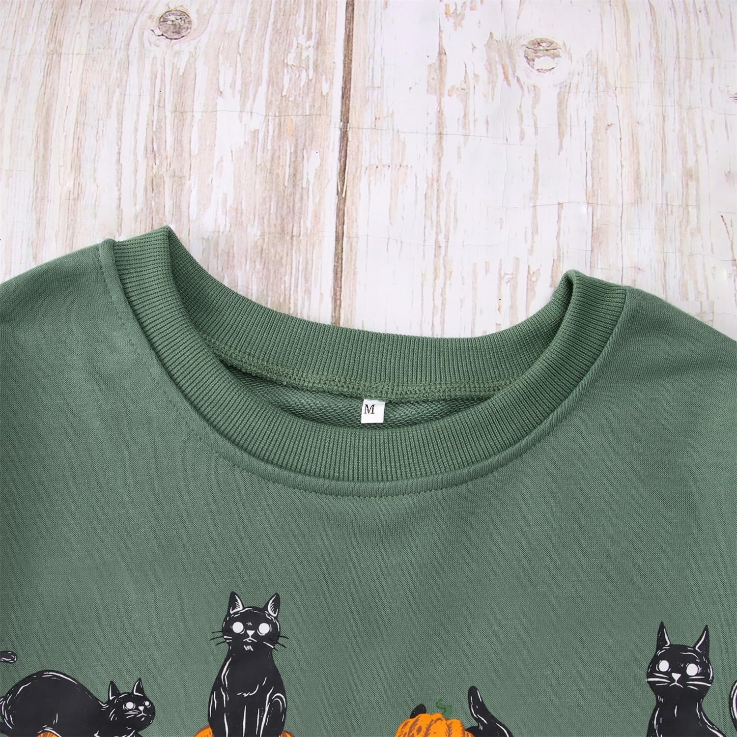 MODNTOGA Women Halloween Sweatshirt Crewneck Pumpkin Black Cats Graphic Pullover Tops Long Sleeve Vintage Halloween Outfit - Image 3