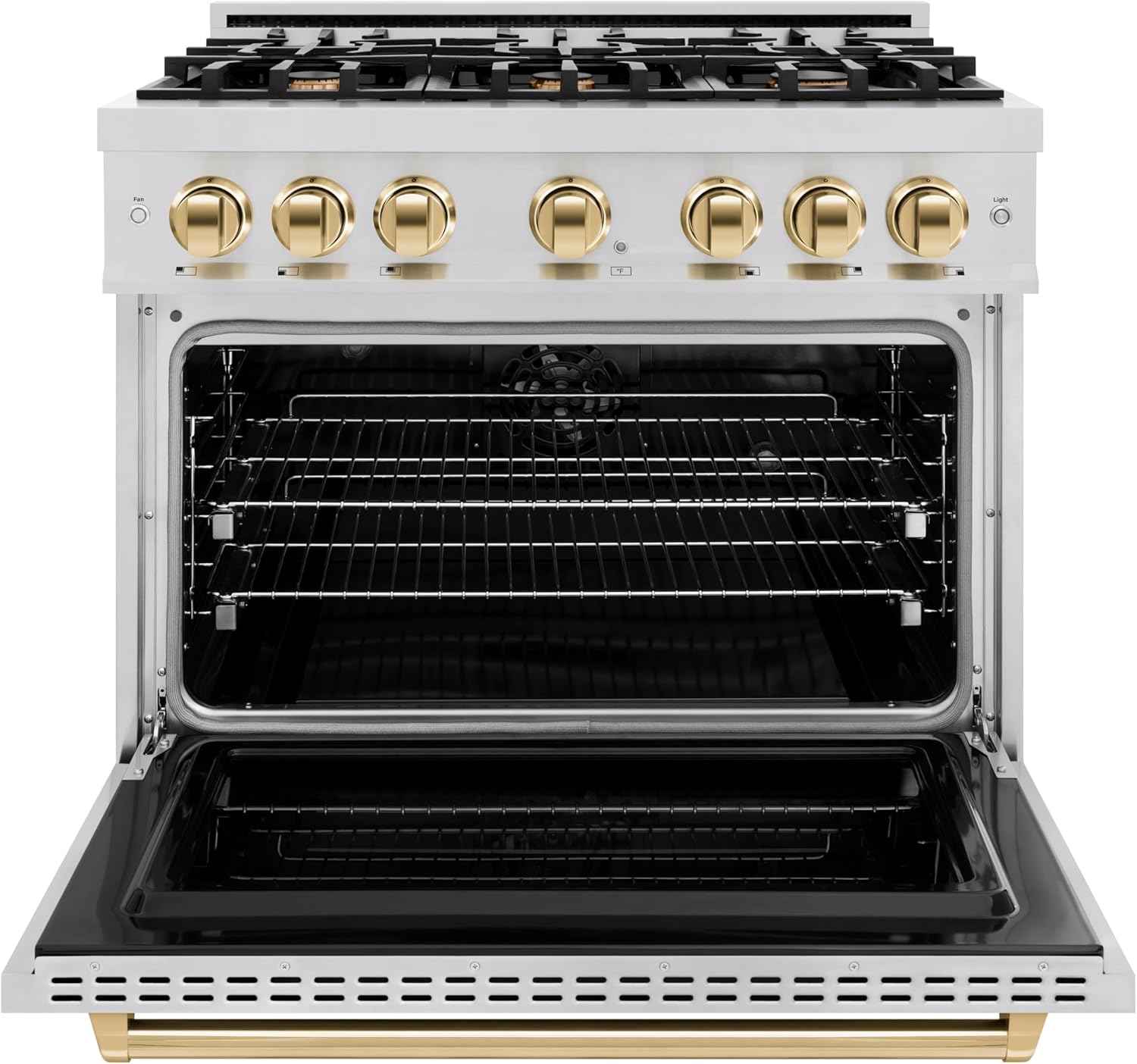 ZLINE Autograph Edition 36 in. 5.2 cu. ft. Classic Dual Fuel Range with 6 Burner Gas Cooktop and Electric Convection Oven in Stainless Steel with Polished Gold Accents (CDRZ-36-G)