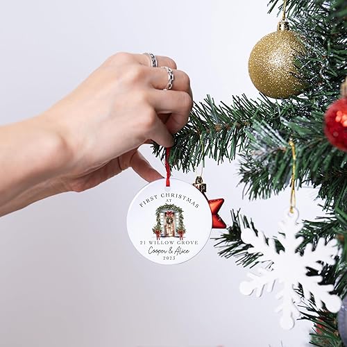 Miniatura 4 de Adorno personalizado para el nuevo hogar 2023 con tu dirección, 3 pulgadas, adorno de recuerdo de Navidad con caja de regalo opcional, recién casado