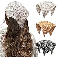 Vista 17 de HAIMEIKANG Diademas florales para mujer, bandanas bohemias para el cabello, bufanda, pañuelo triangular, bandas para el cabello de color sólido