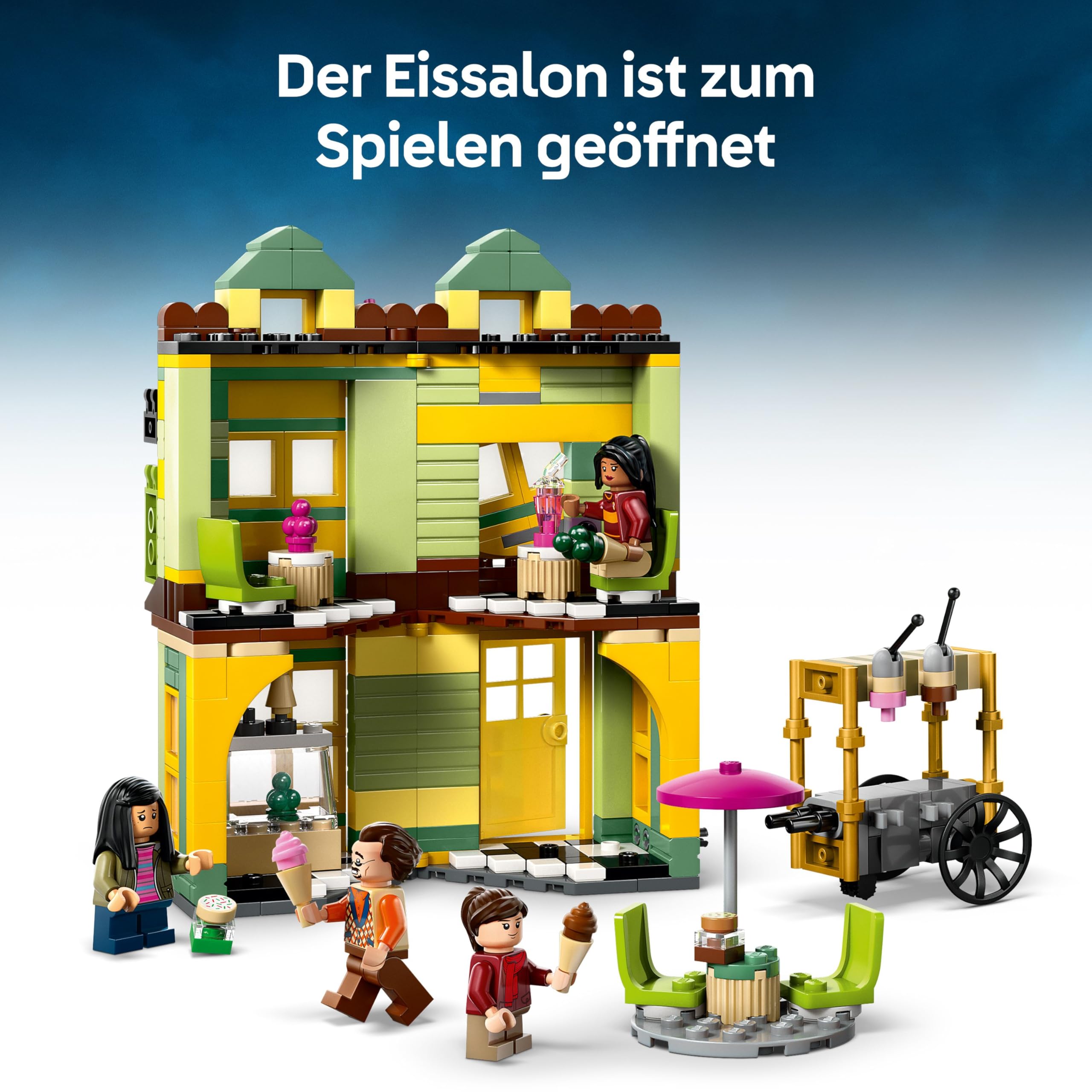 LEGO Harry Potter Qualität für Quidditch & Fortescues Eissalon - Set mit 2 Winkelgasse Läden, 6 Minifiguren & Zubehör inkl. Nimbus 2000 Besen - Geschenk für Jungen & Mädchen ab 8 Jahren - 76452