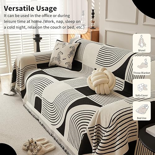 Miniatura 5 de Funda de sofá bohemia lavable, funda de felpilla para sofá de 3 plazas, apta para mascotas, fundas bohemias para sofá seccional, sofá biplaza, 2, 3,