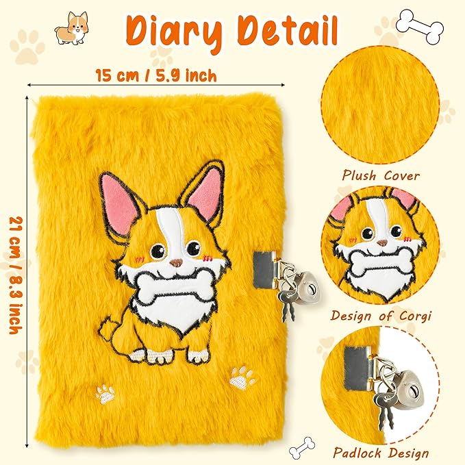 Set de Diario Corgi con Candado y Llaves - 6 Piezas para Niñas miniatura 3