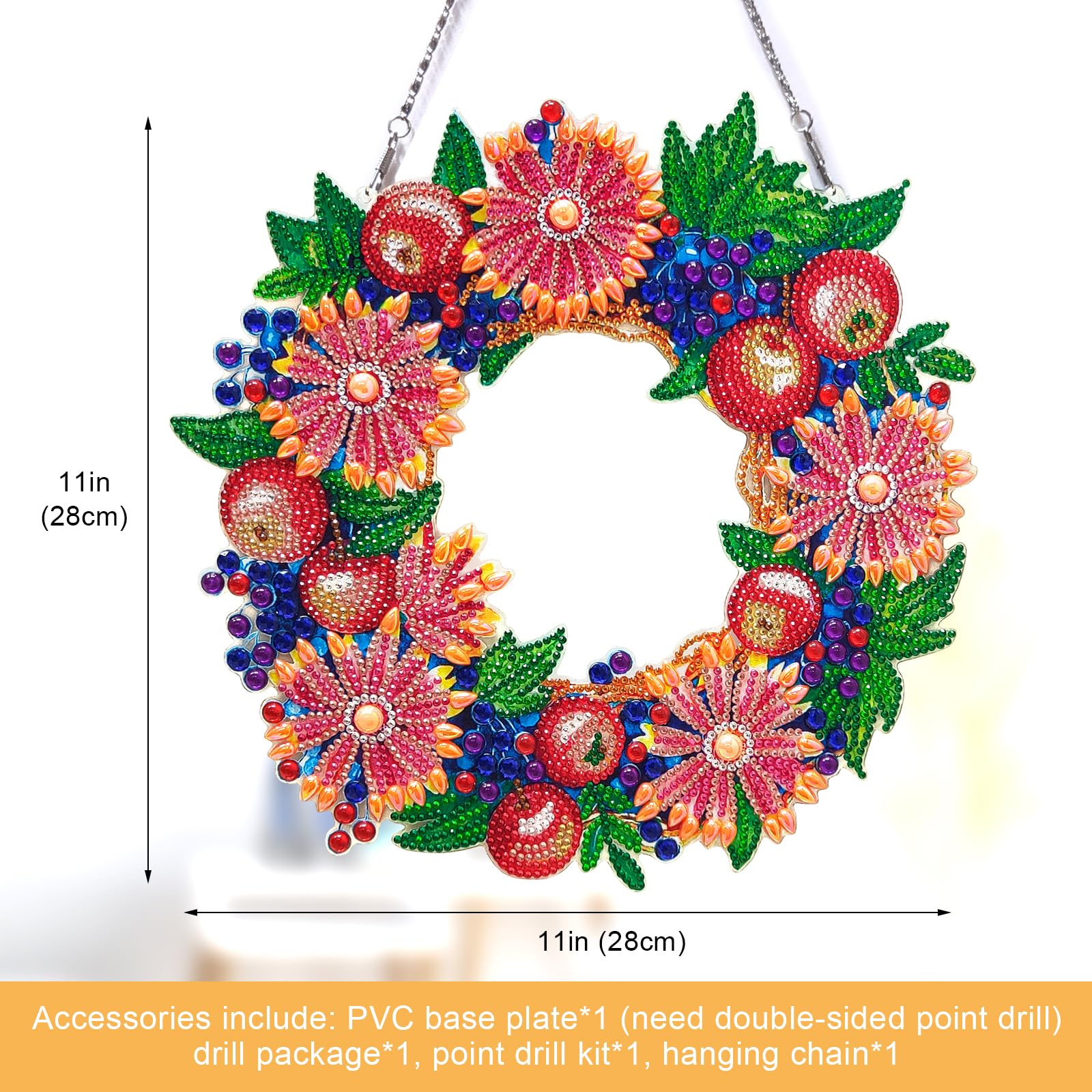CXINLky 5D Diamond Art Painting Ciondolo con catena, creativo fai da te Diamand Art per finestre, kit di arazzo da parete per finestre, pareti, ingresso, giardino, decorazione 02
